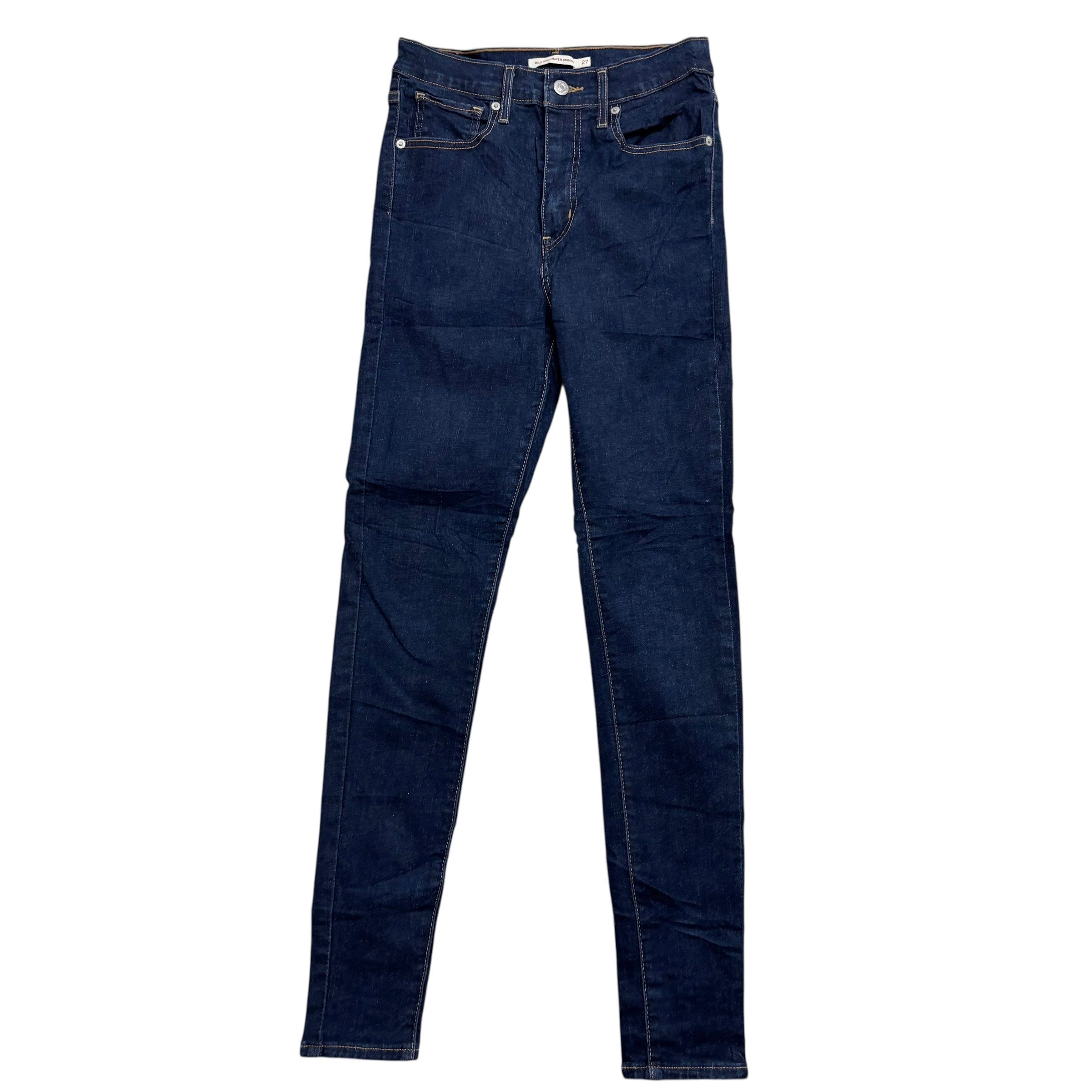 Levis Jeans W27 L30 Womens Mile High Super Skinny Dark Blue Stretch Denim (E)