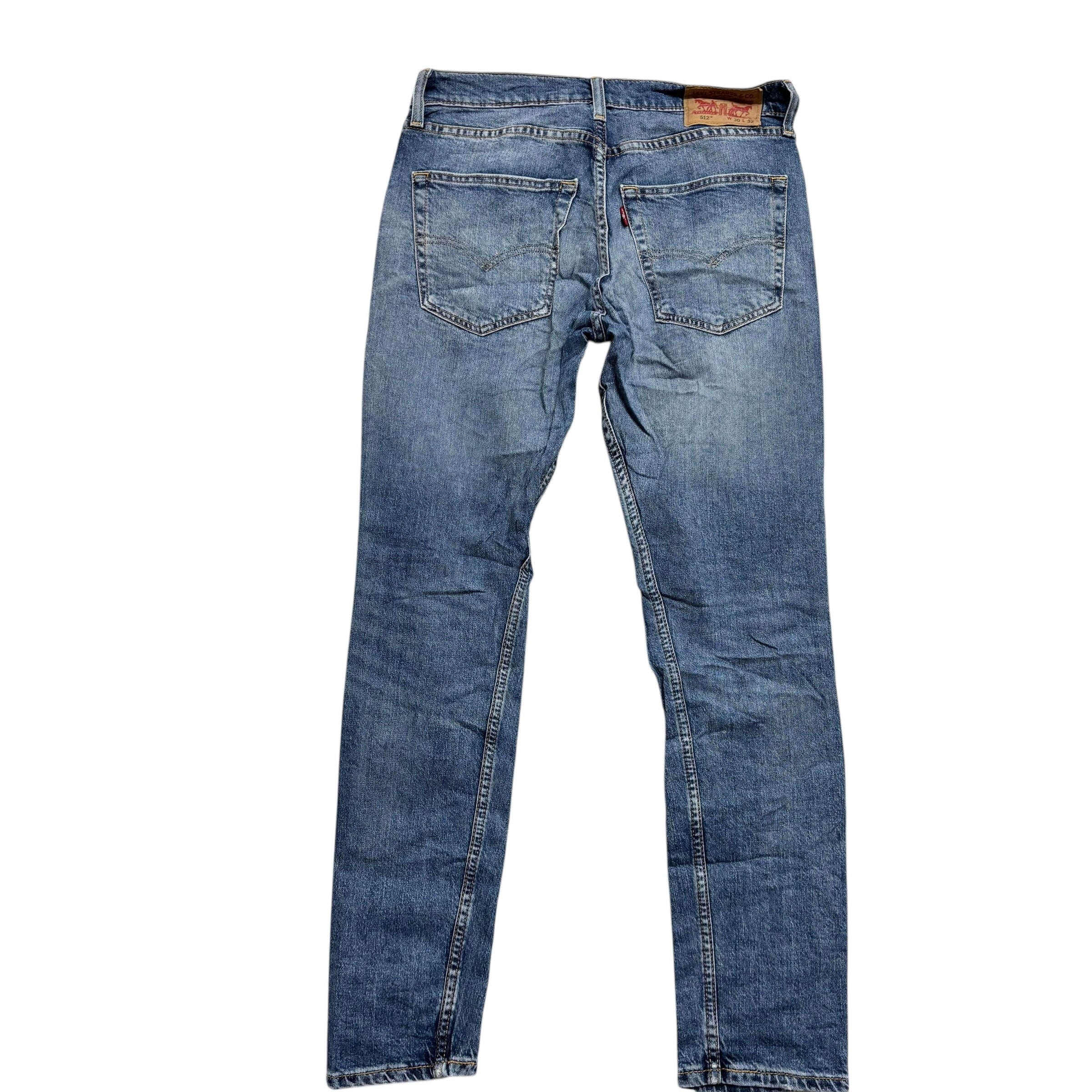 Levis 512 Jeans W30 L31 Mens Mid Blue Slim Tapered Fit Stretch Distressed