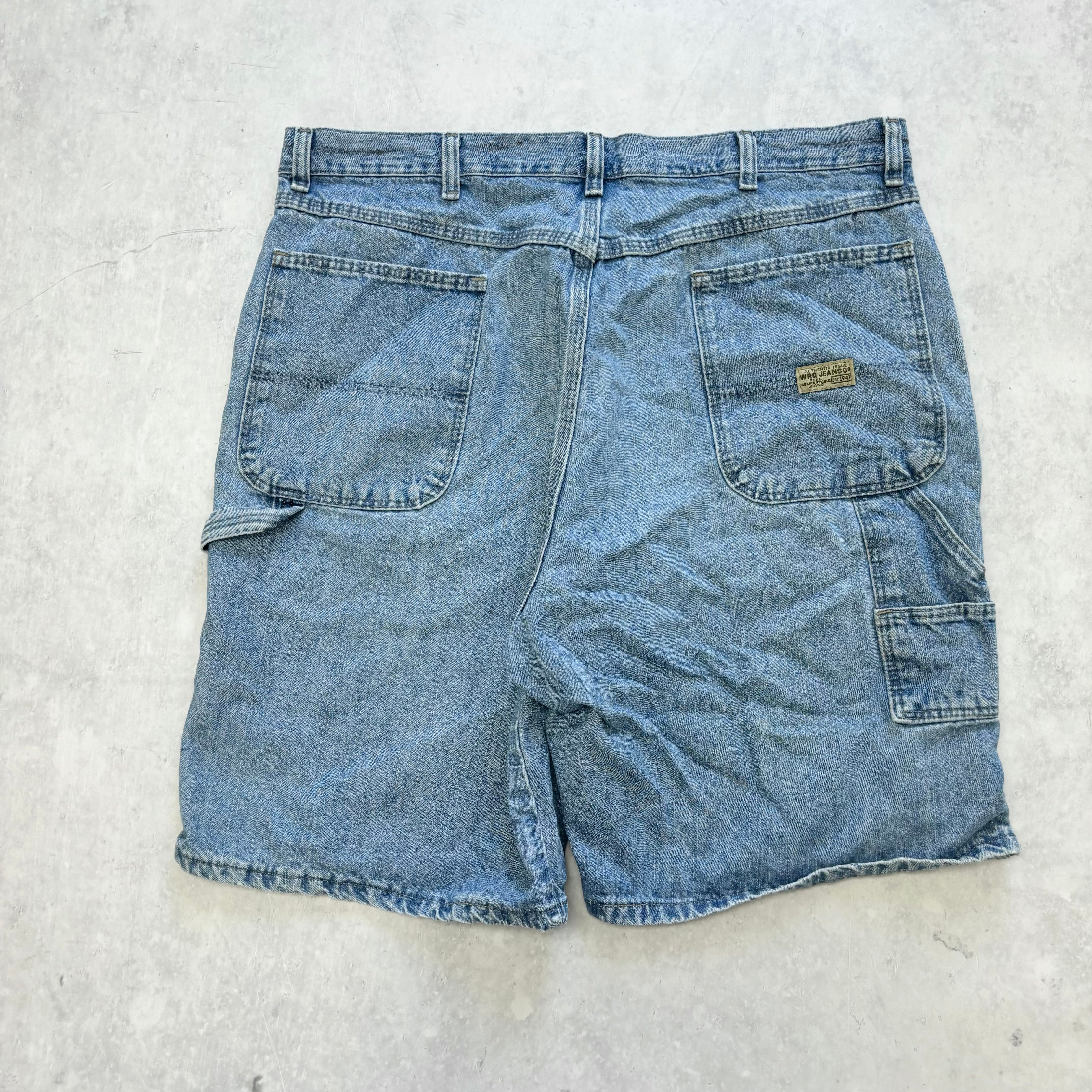 Vintage Wrangler Jorts W38 Mens Denim Shorts Light Blue Baggy Relaxed Carpenter