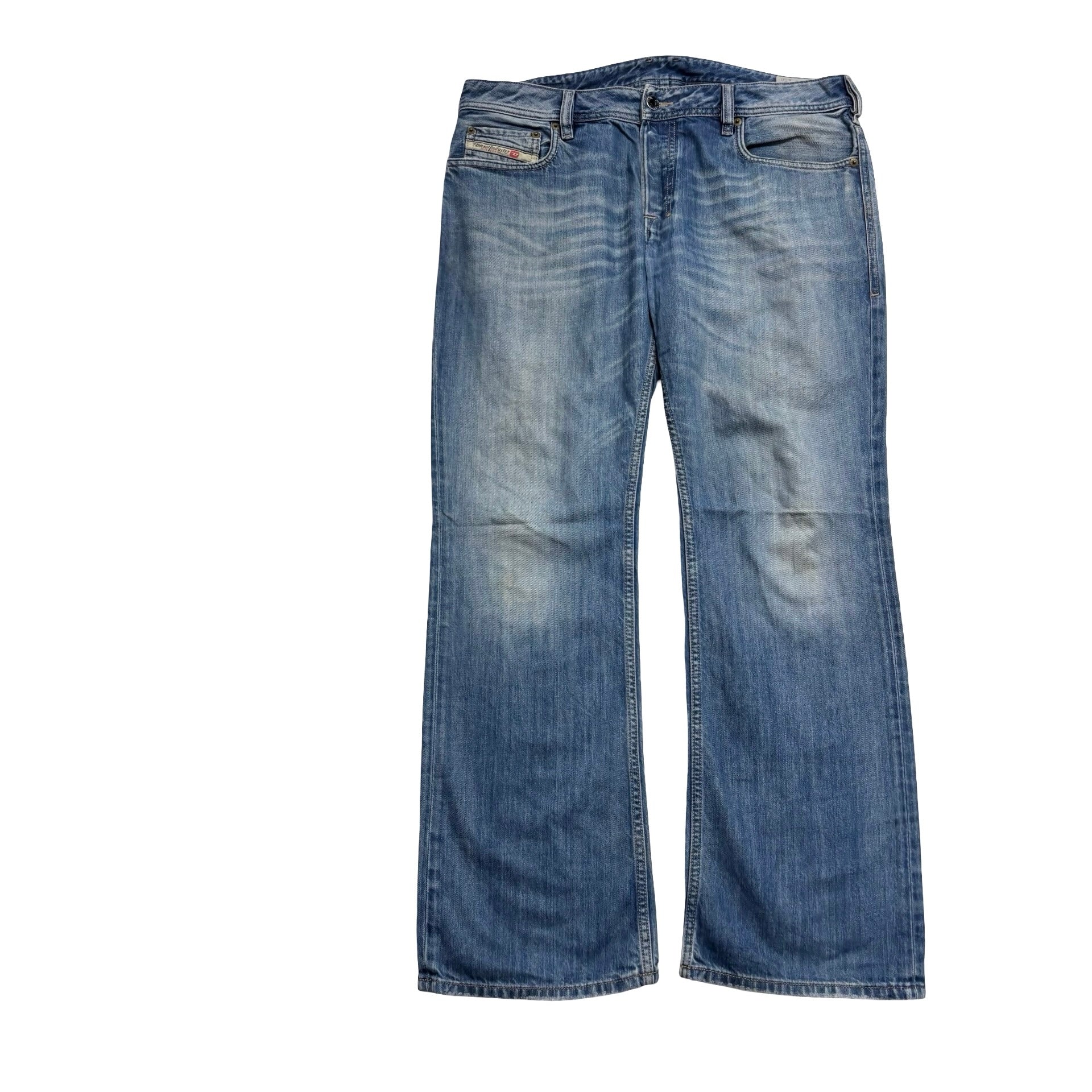 Diesel Zatiny Jeans W34 L30 Mens Mid Blue Regular Bootcut Fit Denim (F)