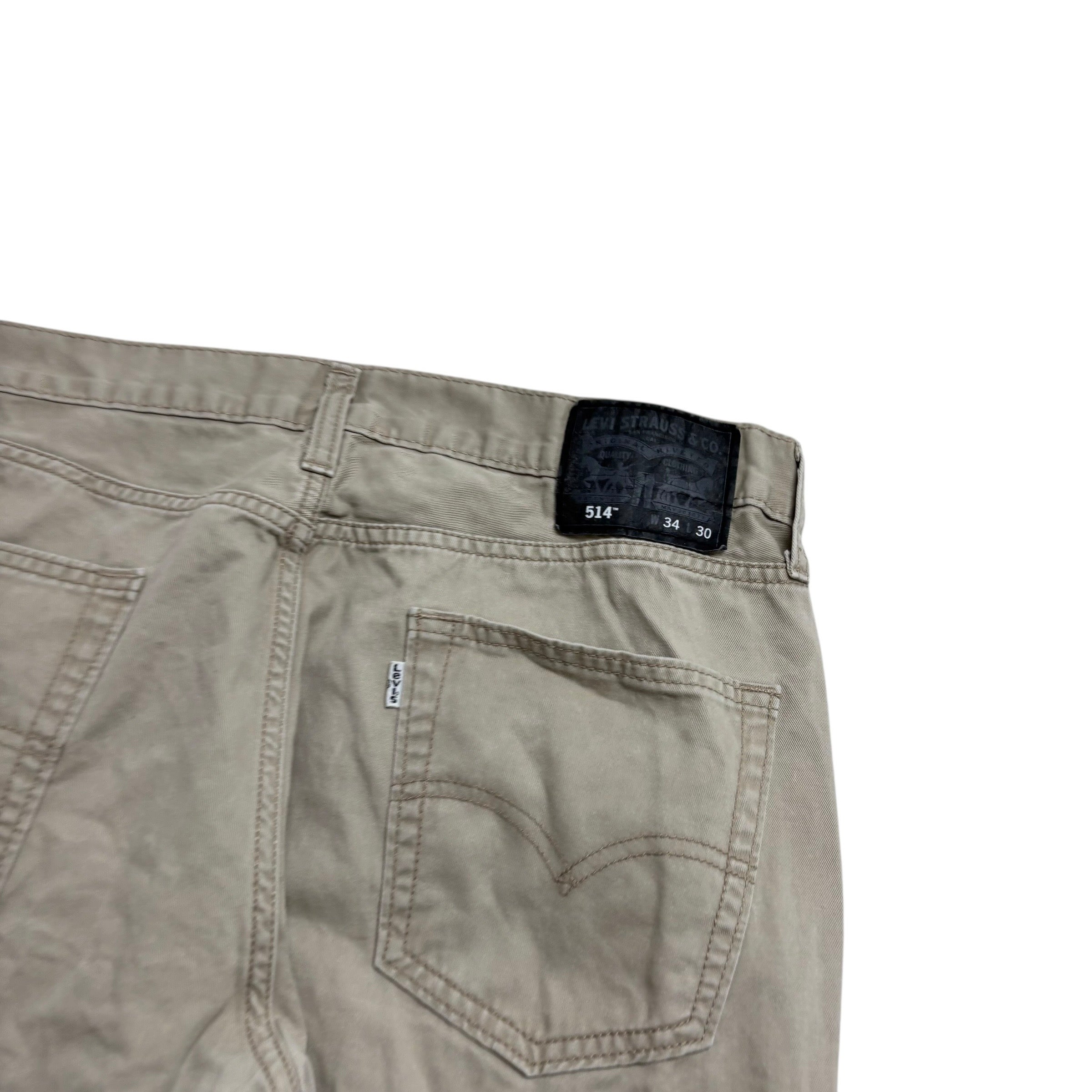 Levis 514 Trousers W34 L29 Mens Cream Regular Straight Fit Cotton Pants