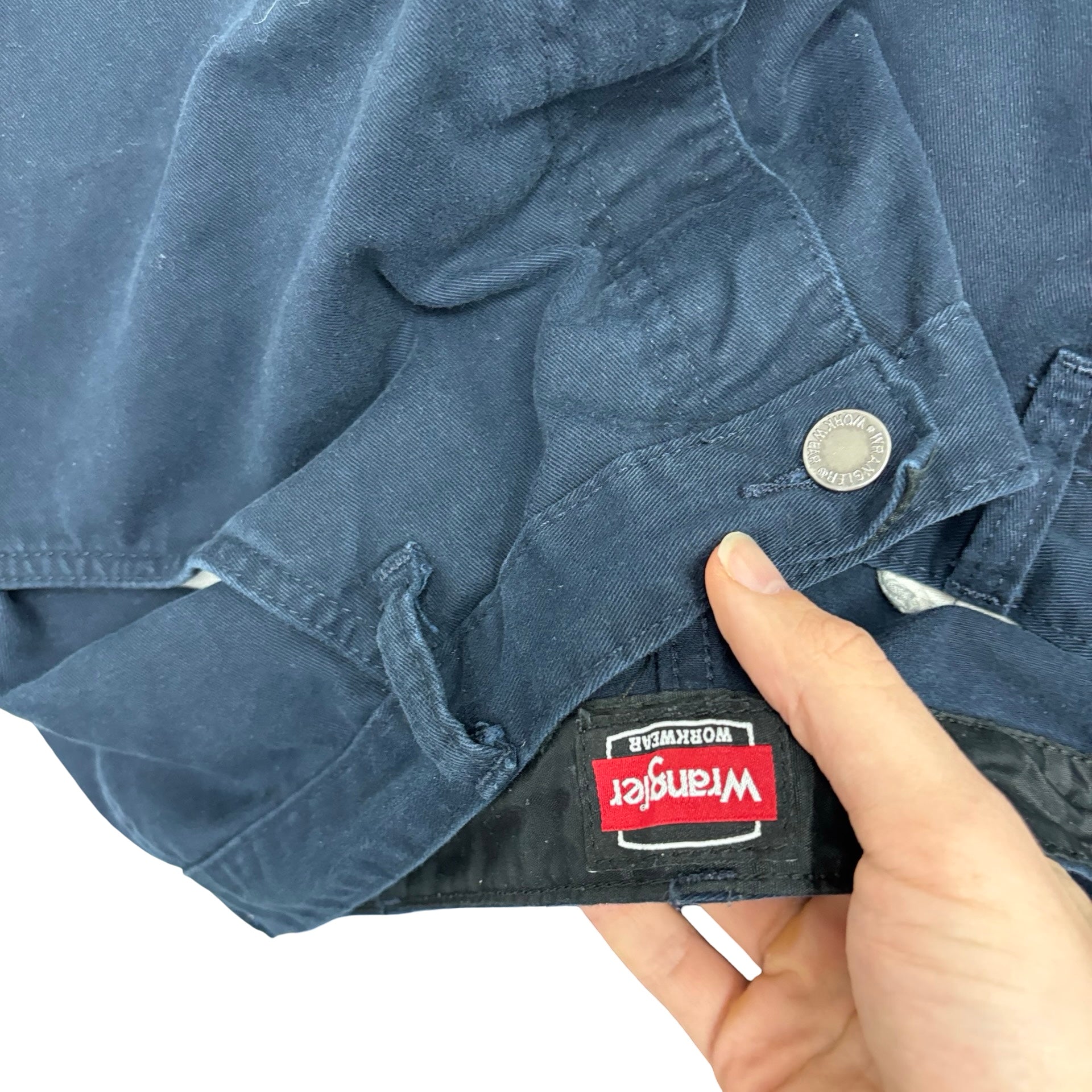 Wrangler Trousers W42 L32 Mens Navy Blue Relaxed Straight Fit Pants (E)