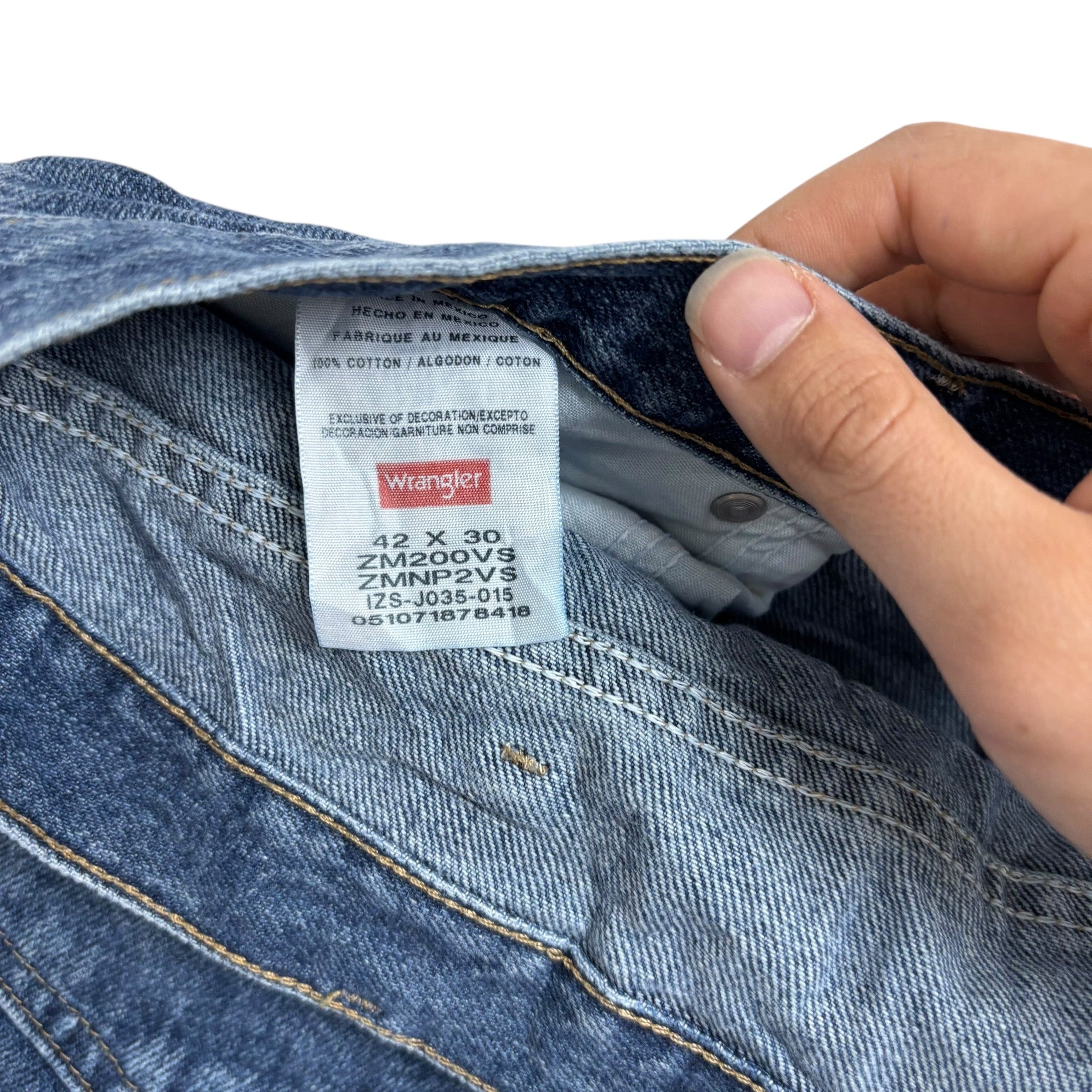 Wrangler Jeans W42 L30 Mens Mid Blue Relaxed Straight Fit Baggy Denim (E)