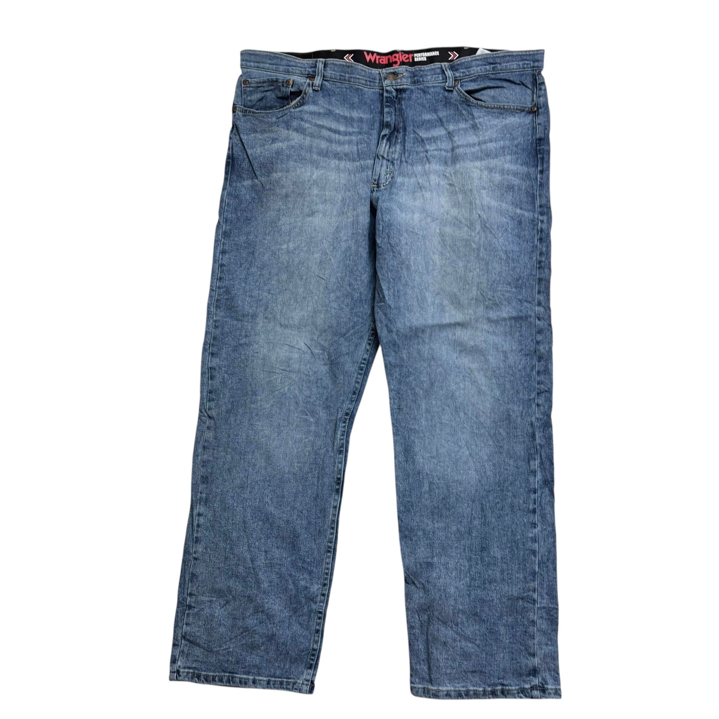 Wrangler Jeans W42 L30 Mens Mid Blue Relaxed Straight Fit Stretch Denim (E)