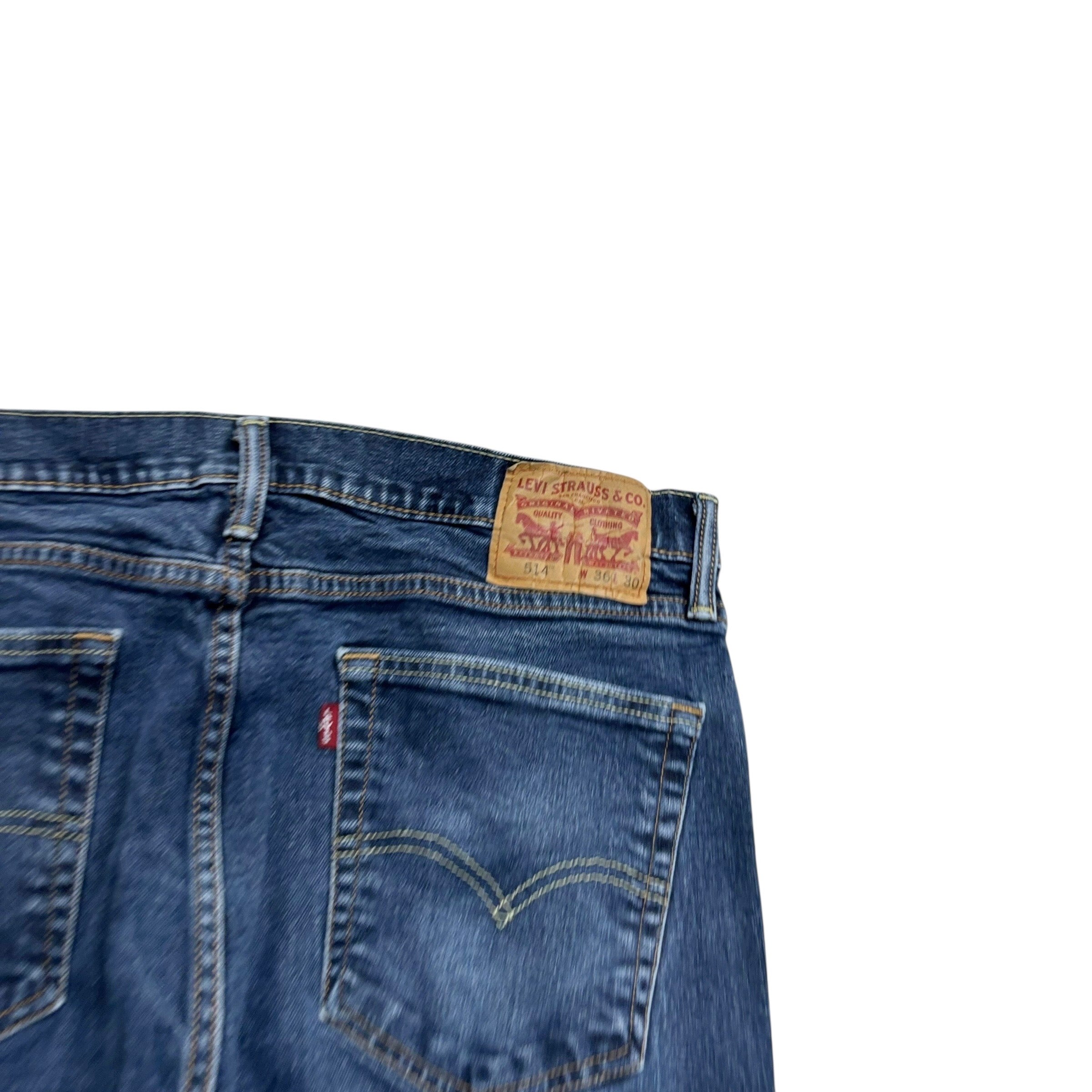 Levis 514 Jeans W36 L30 Mens Mid Blue Regular Straight Fit Stretch Denim (E)