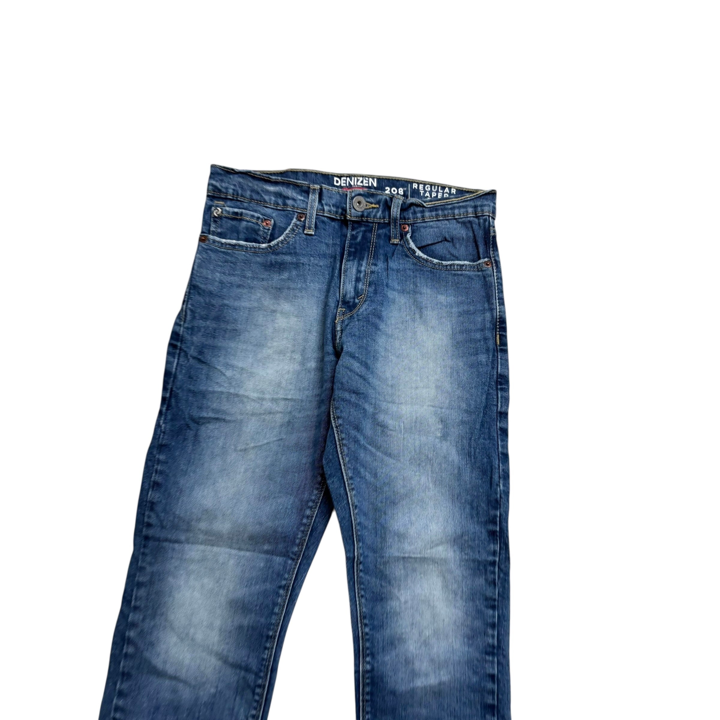 Levis Denizen Jeans W28 L30 Mens Mid Blue Regular Tapered Stretch Denim (E)