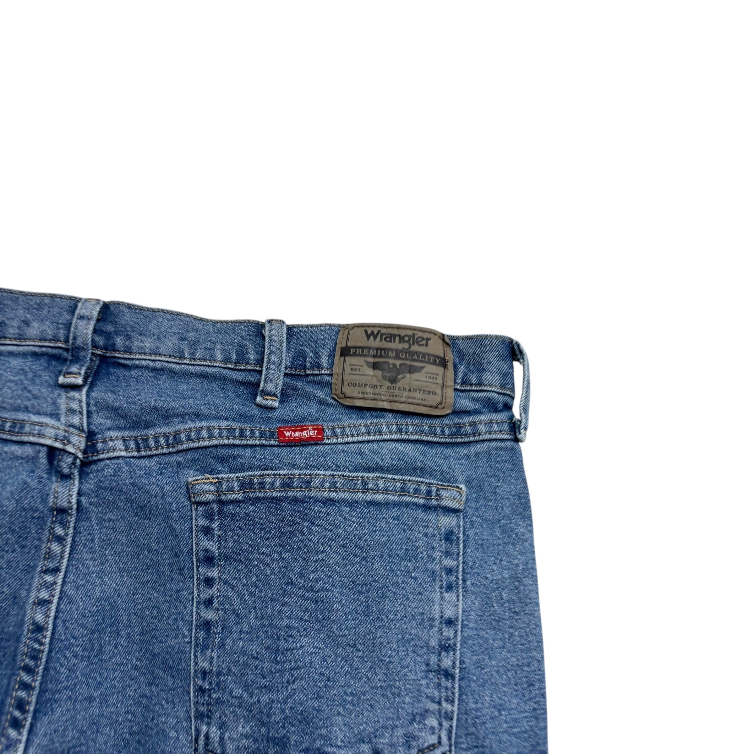 Wrangler Jeans W40 L32 Mens Mid Blue Regular Straight Fit Stretch Denim