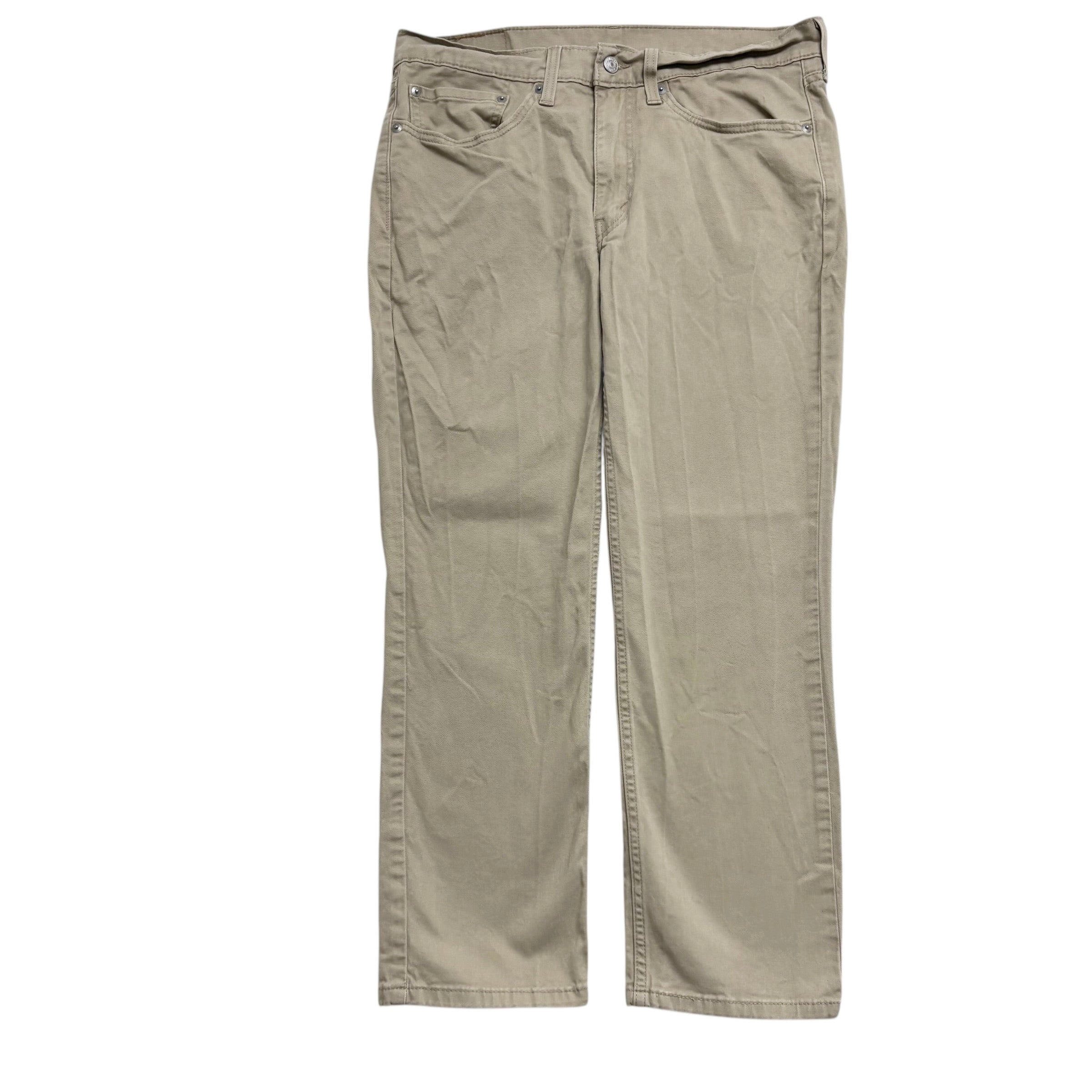 Levis 514 Trousers W34 L27 Mens Beige Slim Straight Fit Stretch Pants (E)