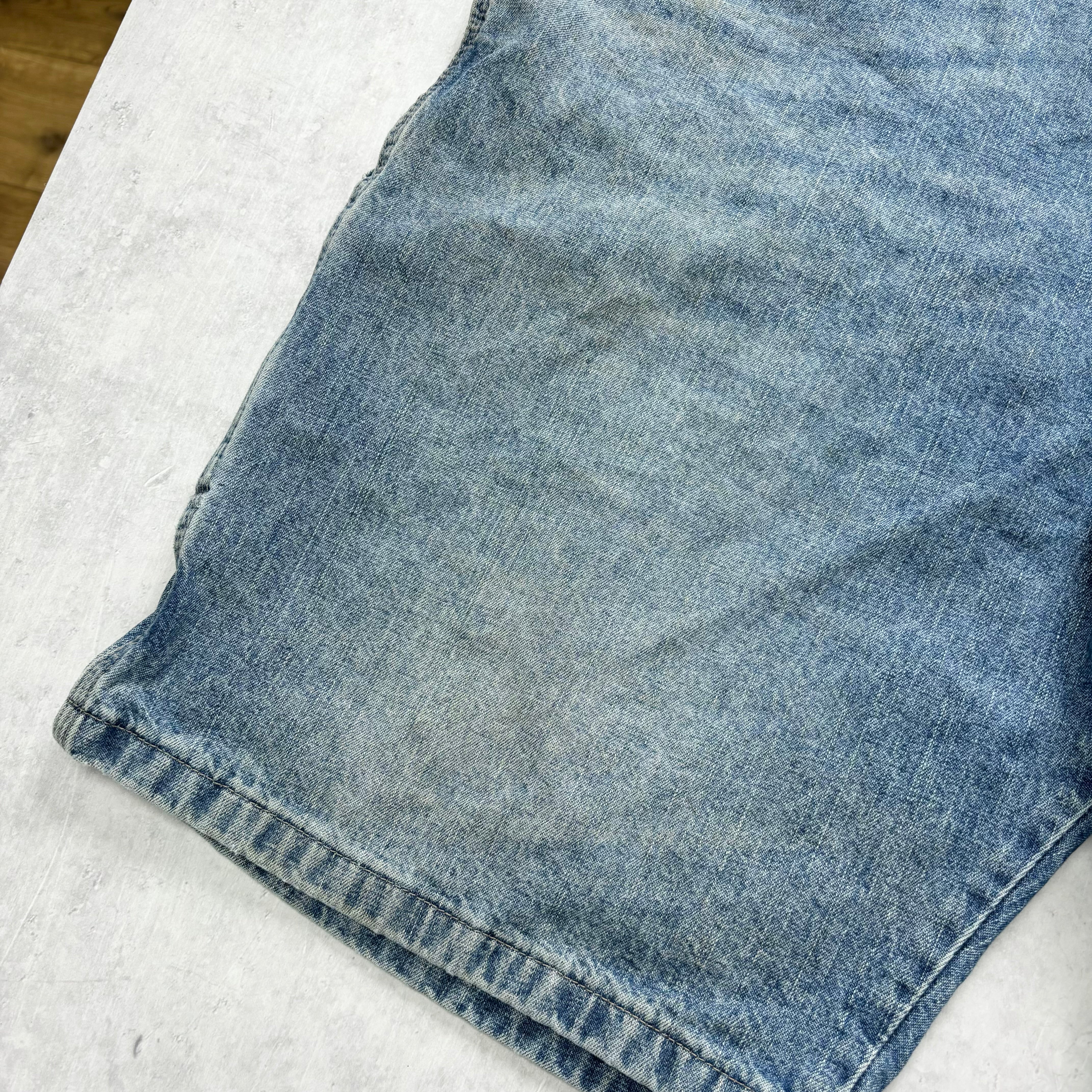 Vintage Wrangler Jorts W40 Mens Denim Shorts Light Blue Baggy Relaxed Carpenter