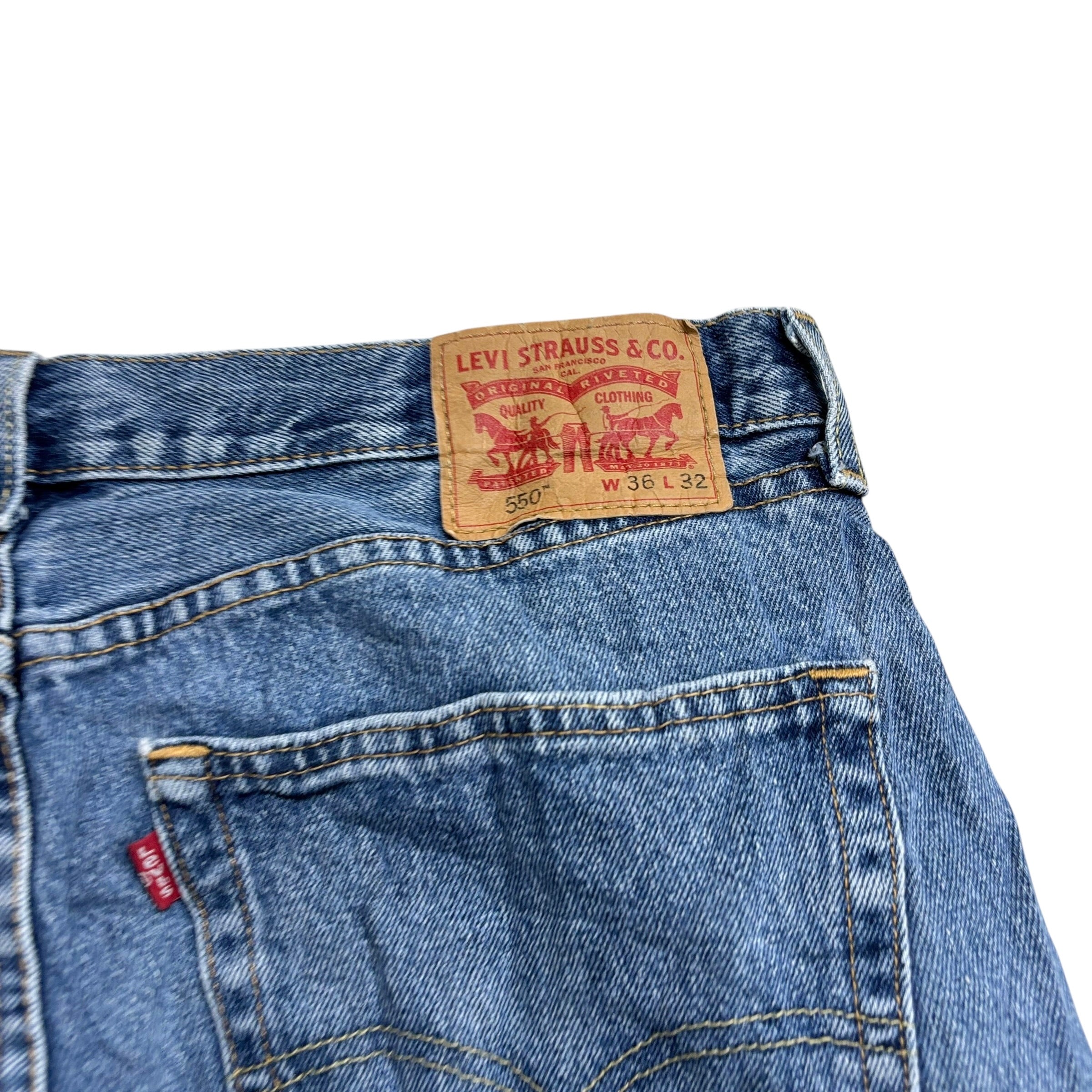 Levis 550 Jeans W36 L32 Mens Mid Blue Baggy Relaxed Straight Fit Denim (E)