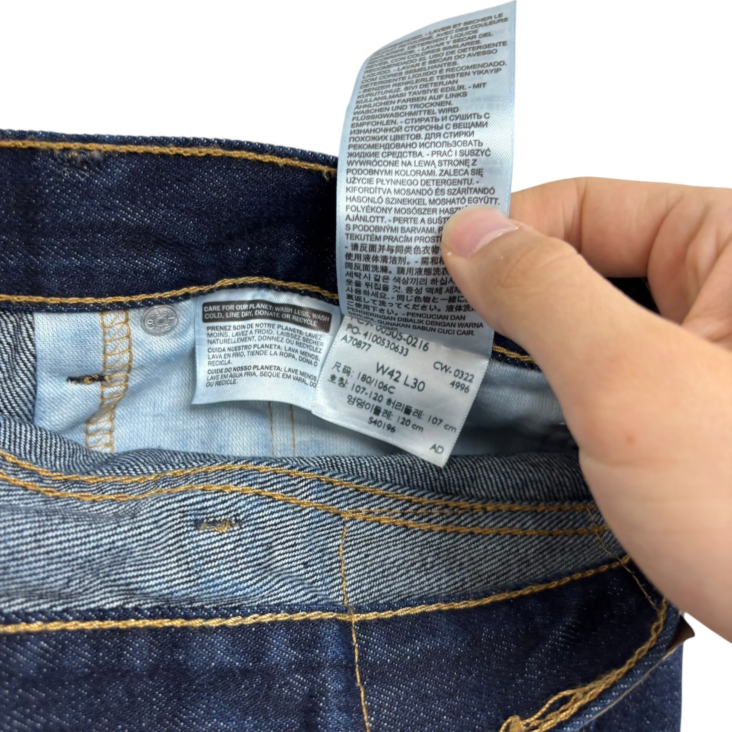 Levis 505 Jeans W42 L30 Mens Dark Blue Regular Straight Fit Denim (E)