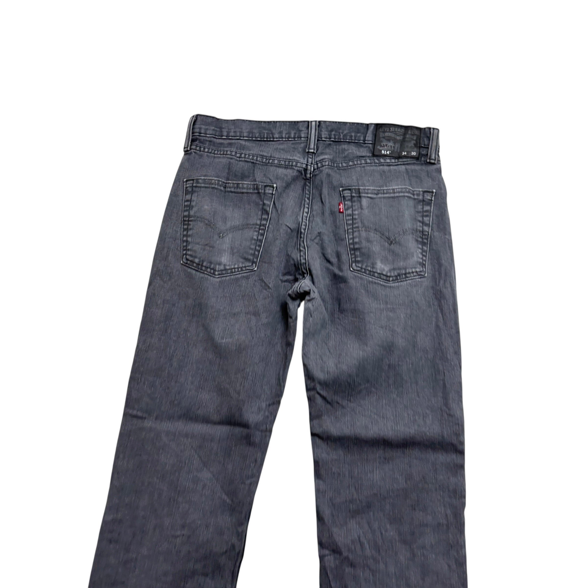 Levis 514 Jeans W34 L30 Mens Grey Regular Straight Fit Stretch Denim
