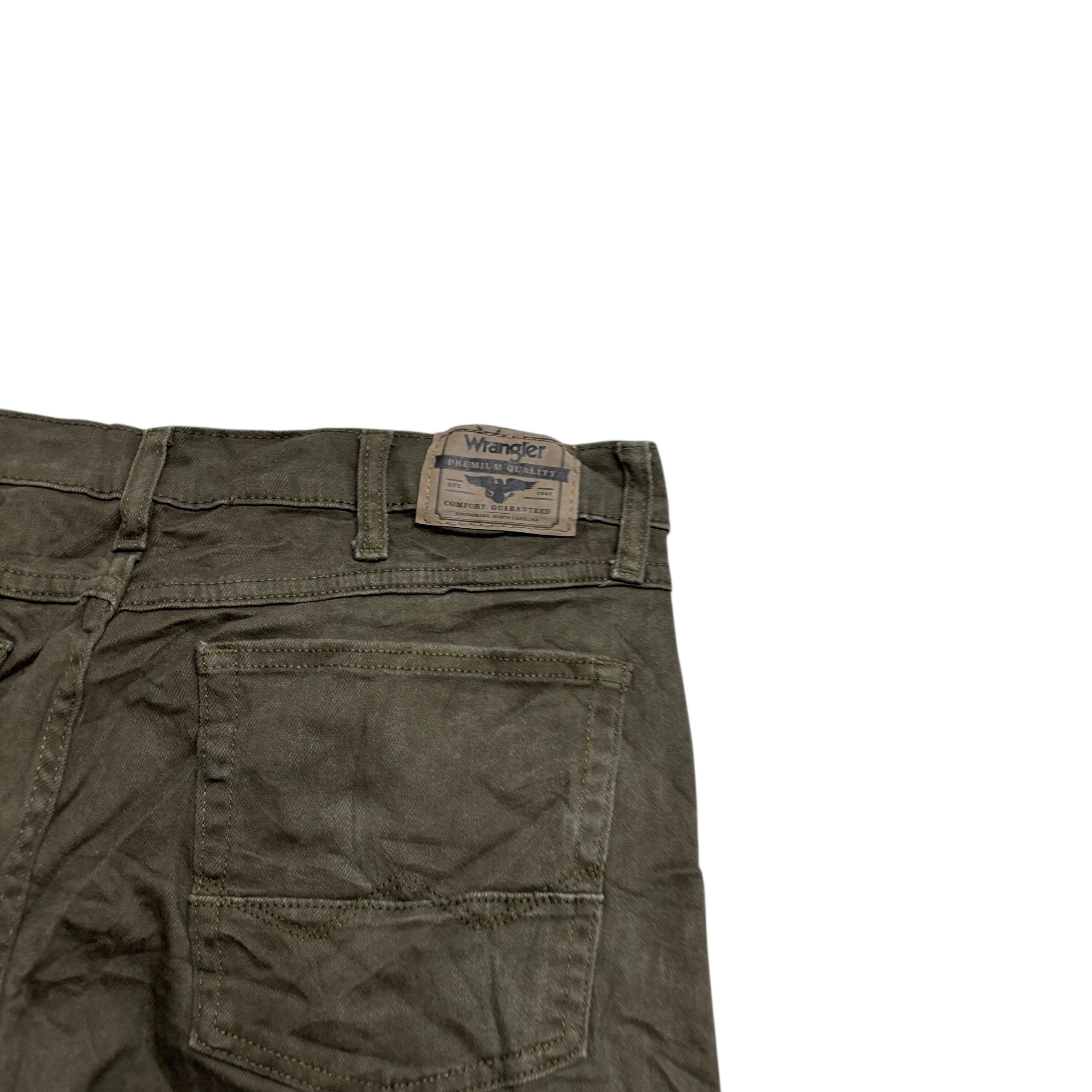 Wrangler Jeans W36 L32 Mens Green Athletic Straight Fit Stretch Denim (E)