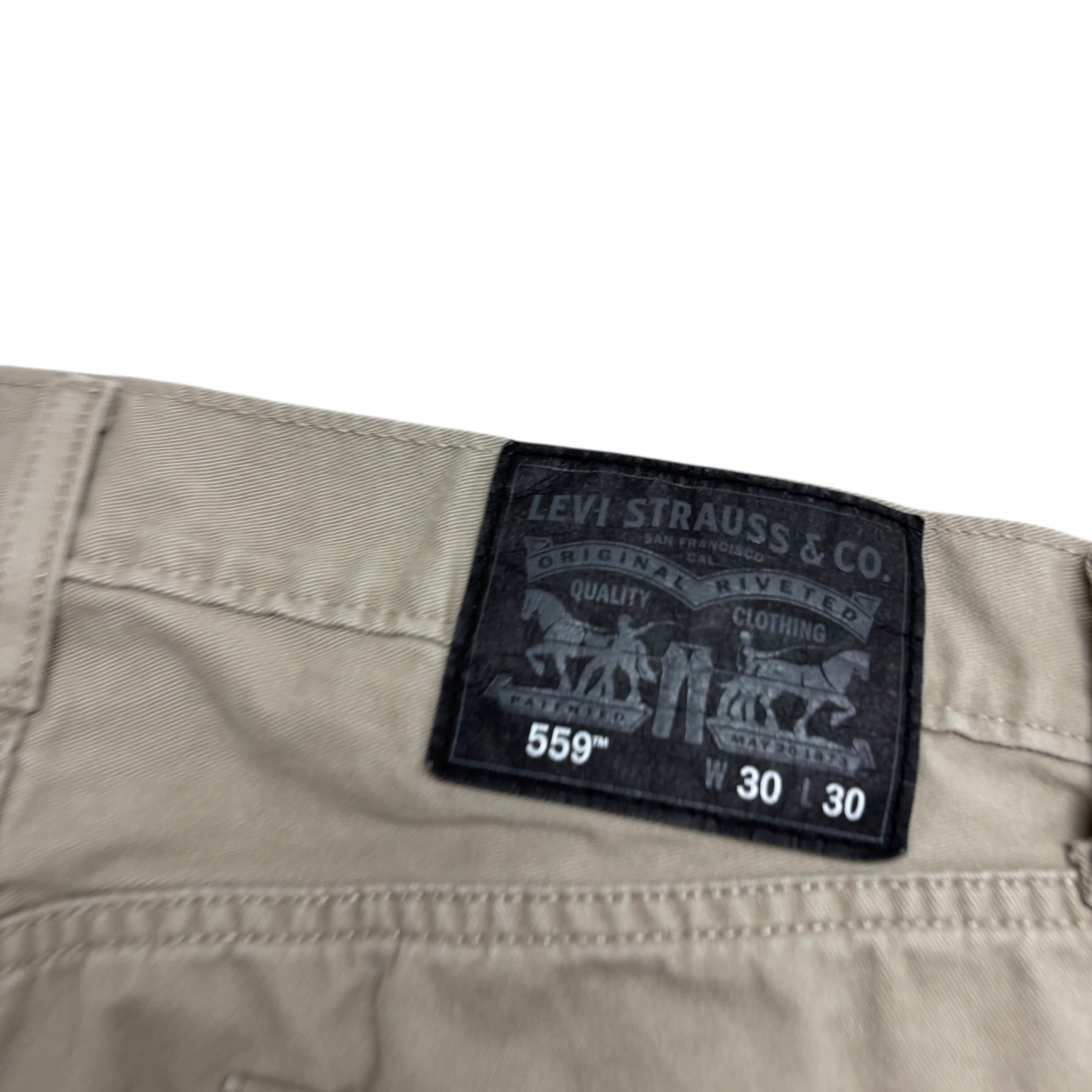 Levis 559 Trousers W30 L30 Mens Cream Baggy Relaxed Straight Fit Pants (E)