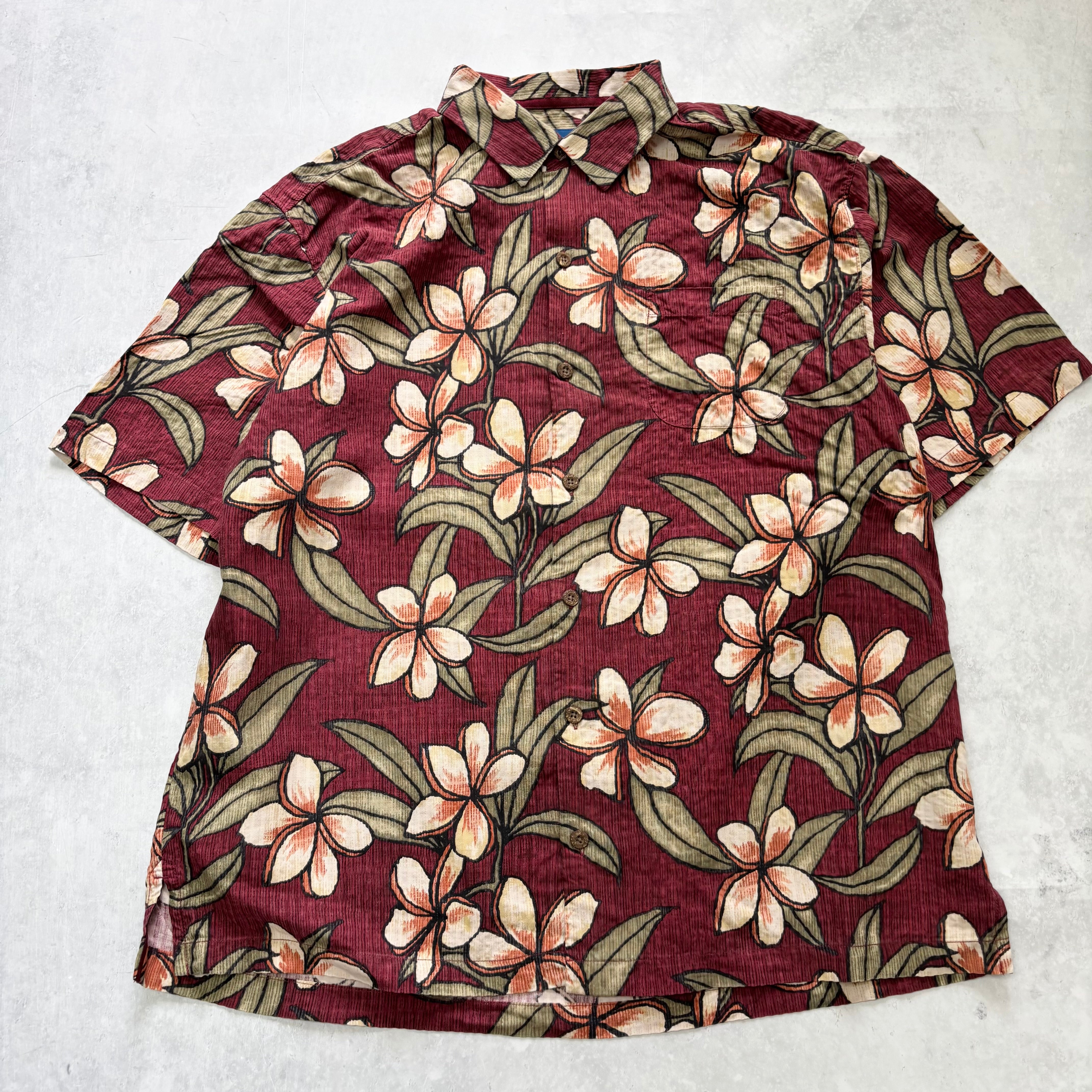 Vintage Hawaiian Shirt Mens XL Red Floral Tommy Bahama Short Sleeve Silk (E)