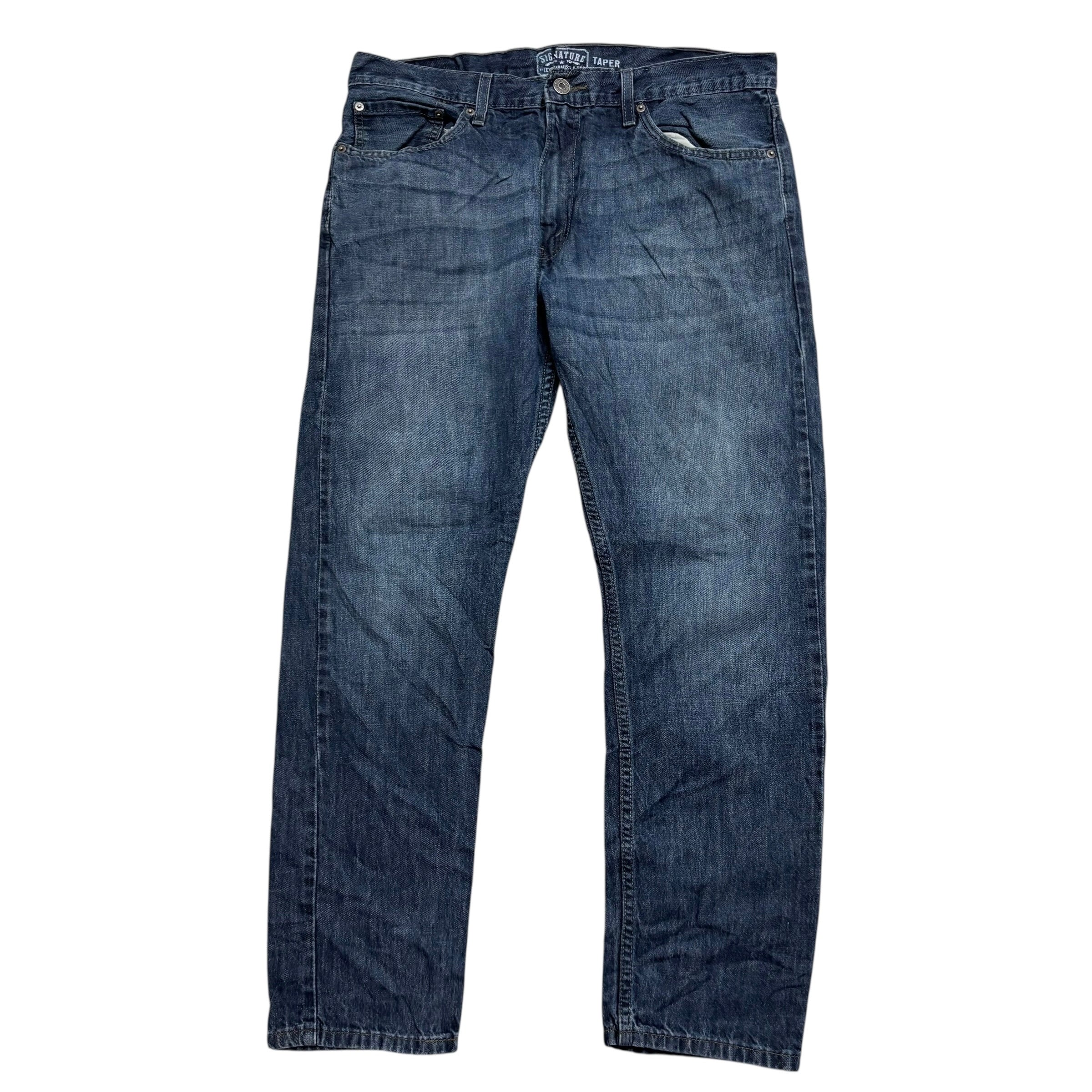 Levis Signature Jeans W36 L31 Mens Dark Blue Regular Tapered Fit Vintage (E)