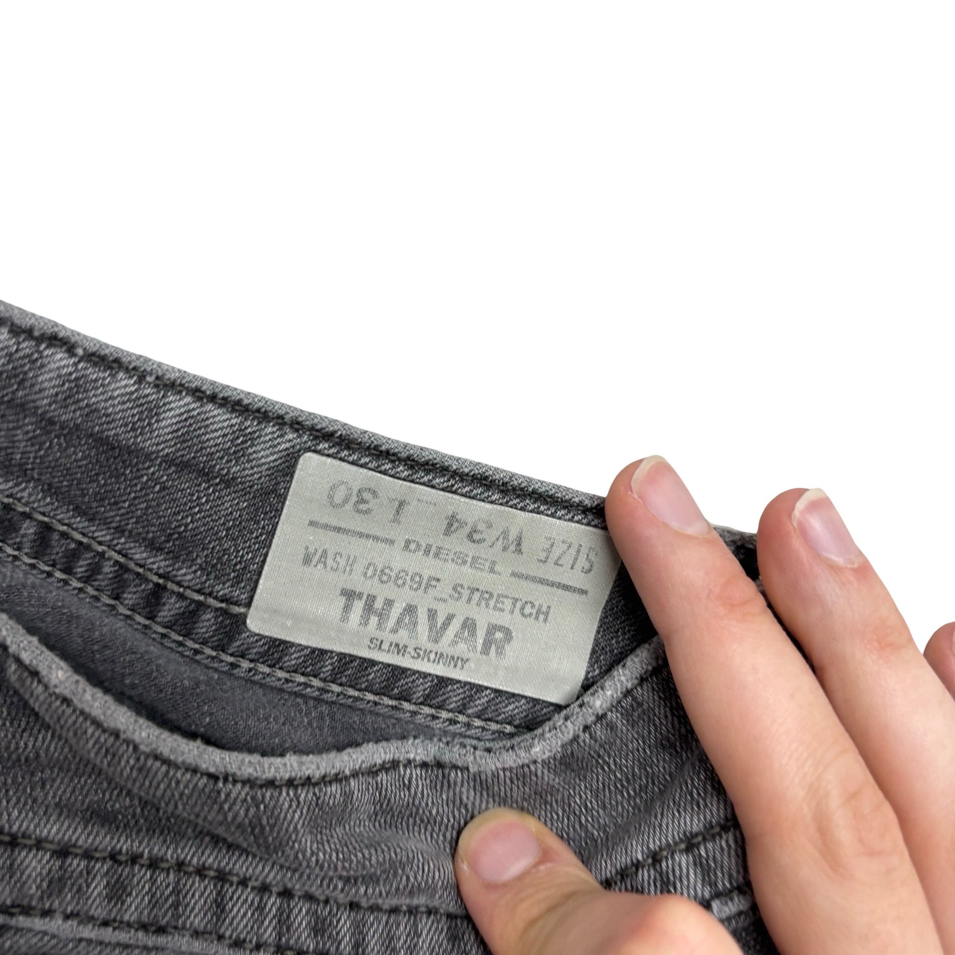 Diesel Thavar Jeans W34 L31 Mens Grey Slim Skinny Fit Stretch Denim