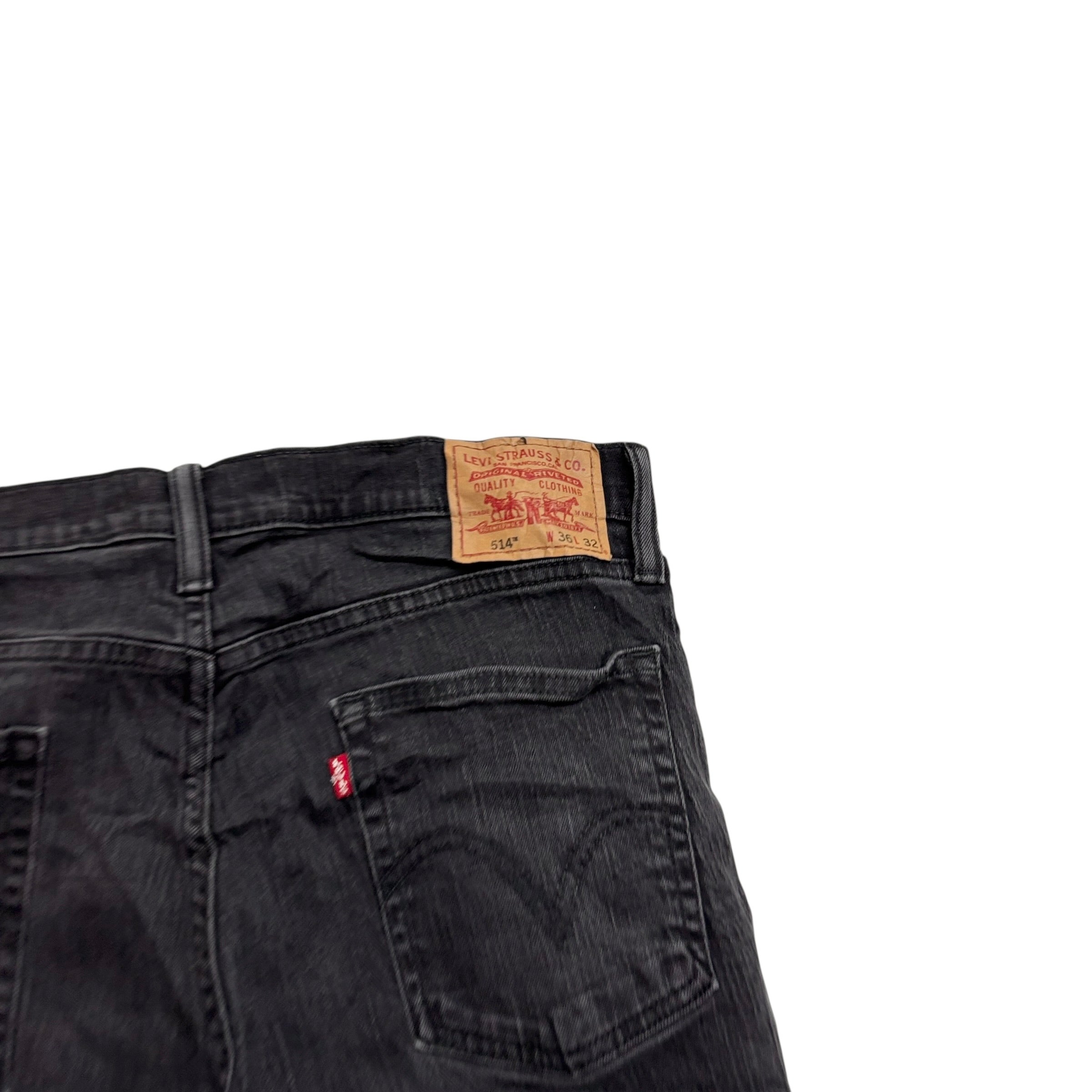 Levis 514 Jeans W36 L32 Mens Black Regular Straight Fit Stretch Denim
