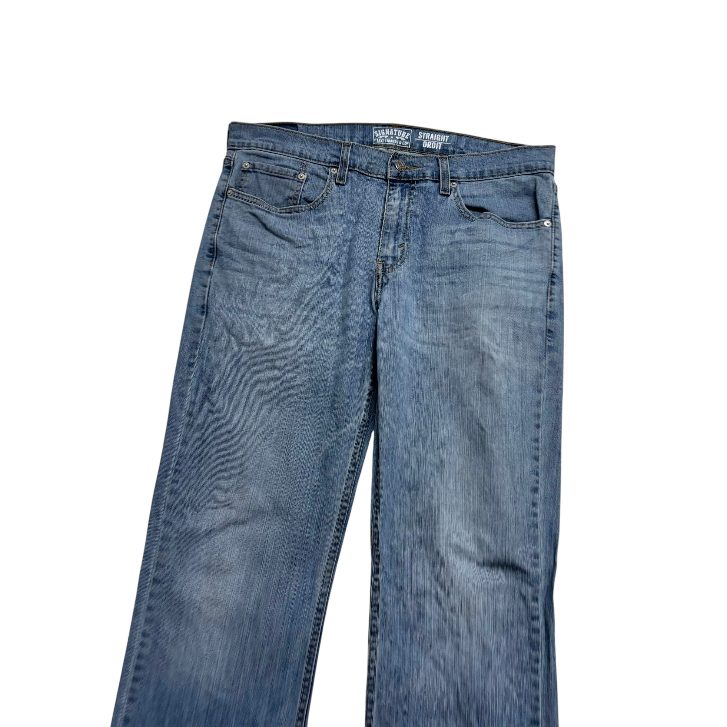 Levis Signature Jeans W34 L34 Mens Mid Blue Regular Straight Fit Denim