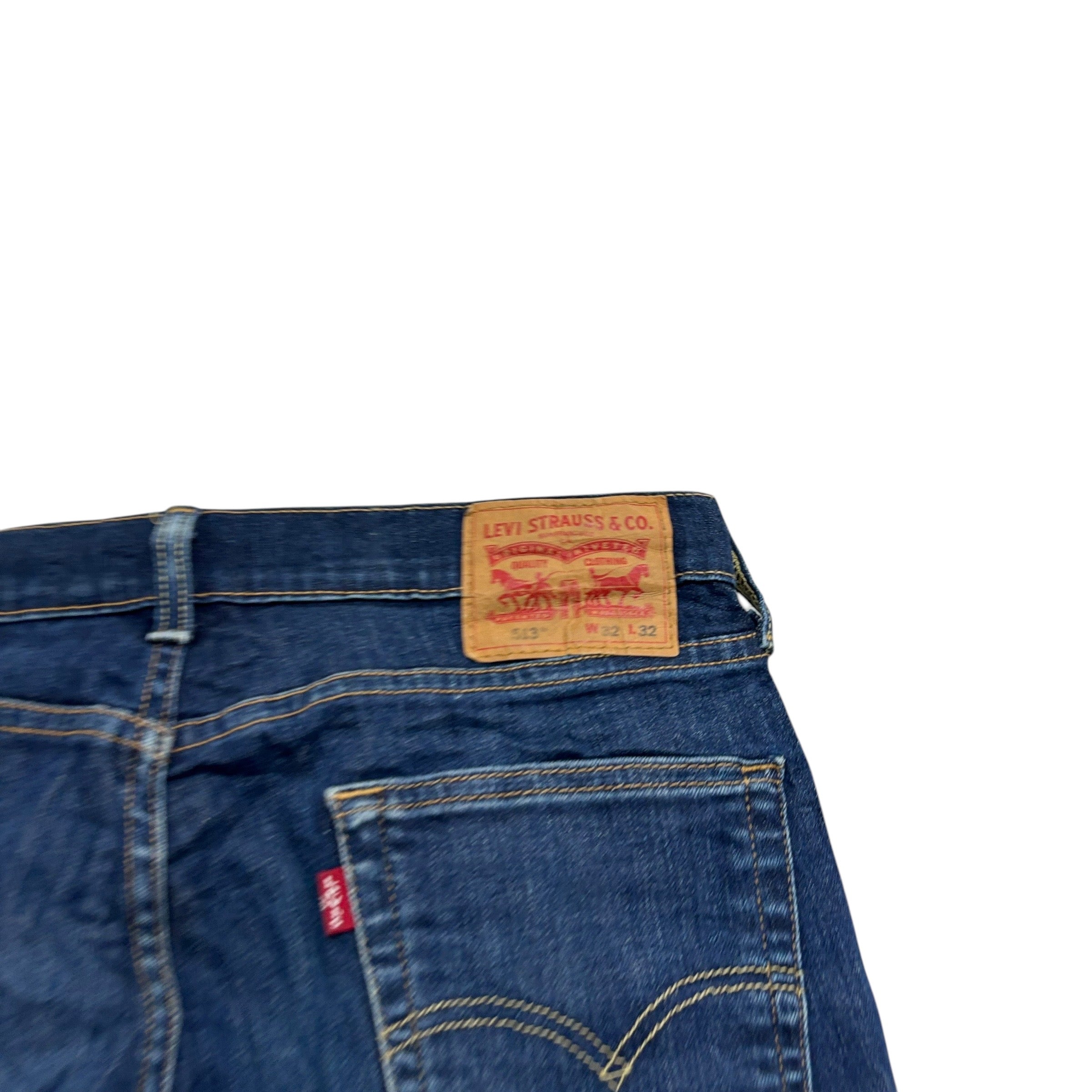 Levis 513 Jeans W32 L32 Mens Dark Blue Slim Straight Fit Stretch Denim