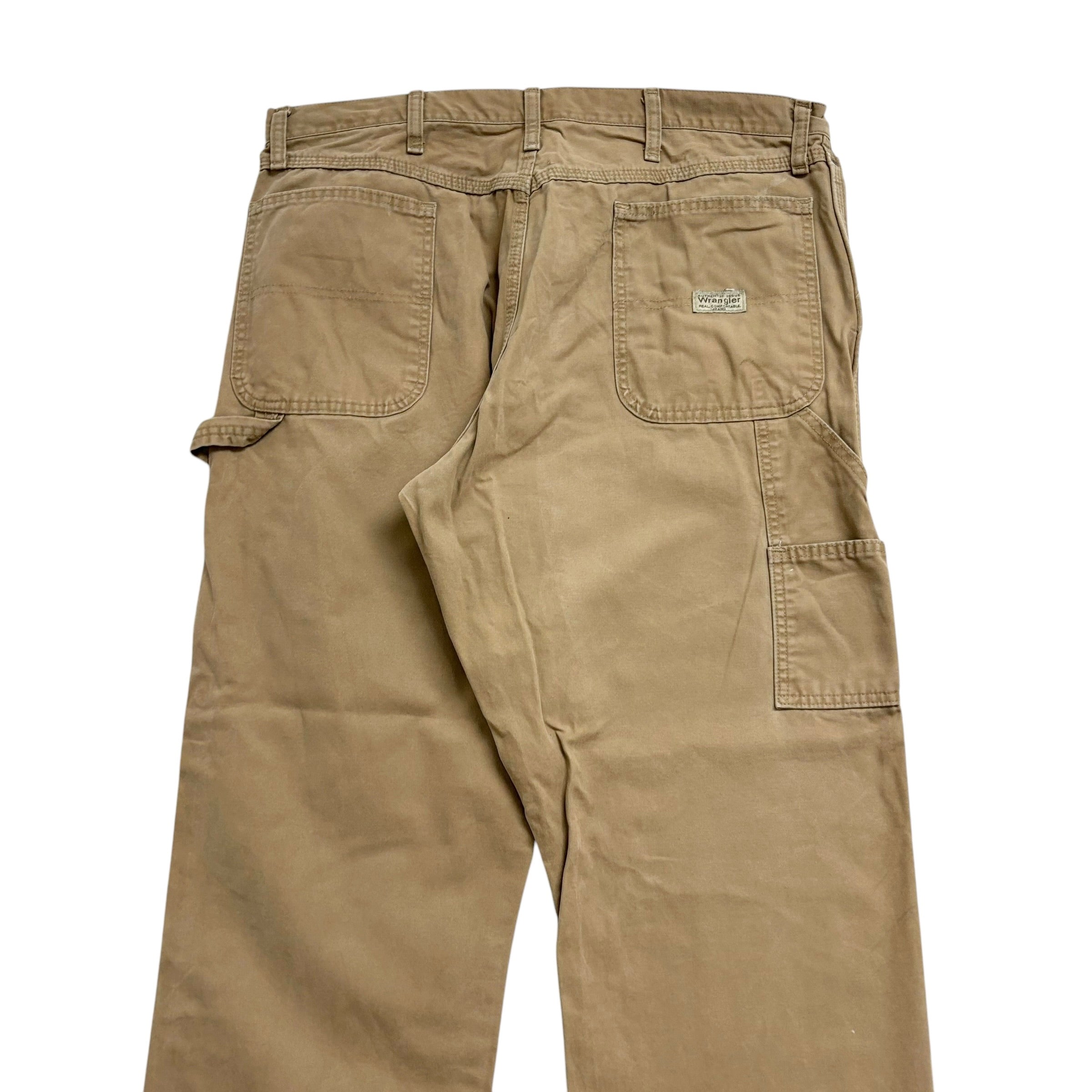 Wrangler Carpenter Pants W38 L32 Mens Brown Tan Baggy Relaxed Straight Fit