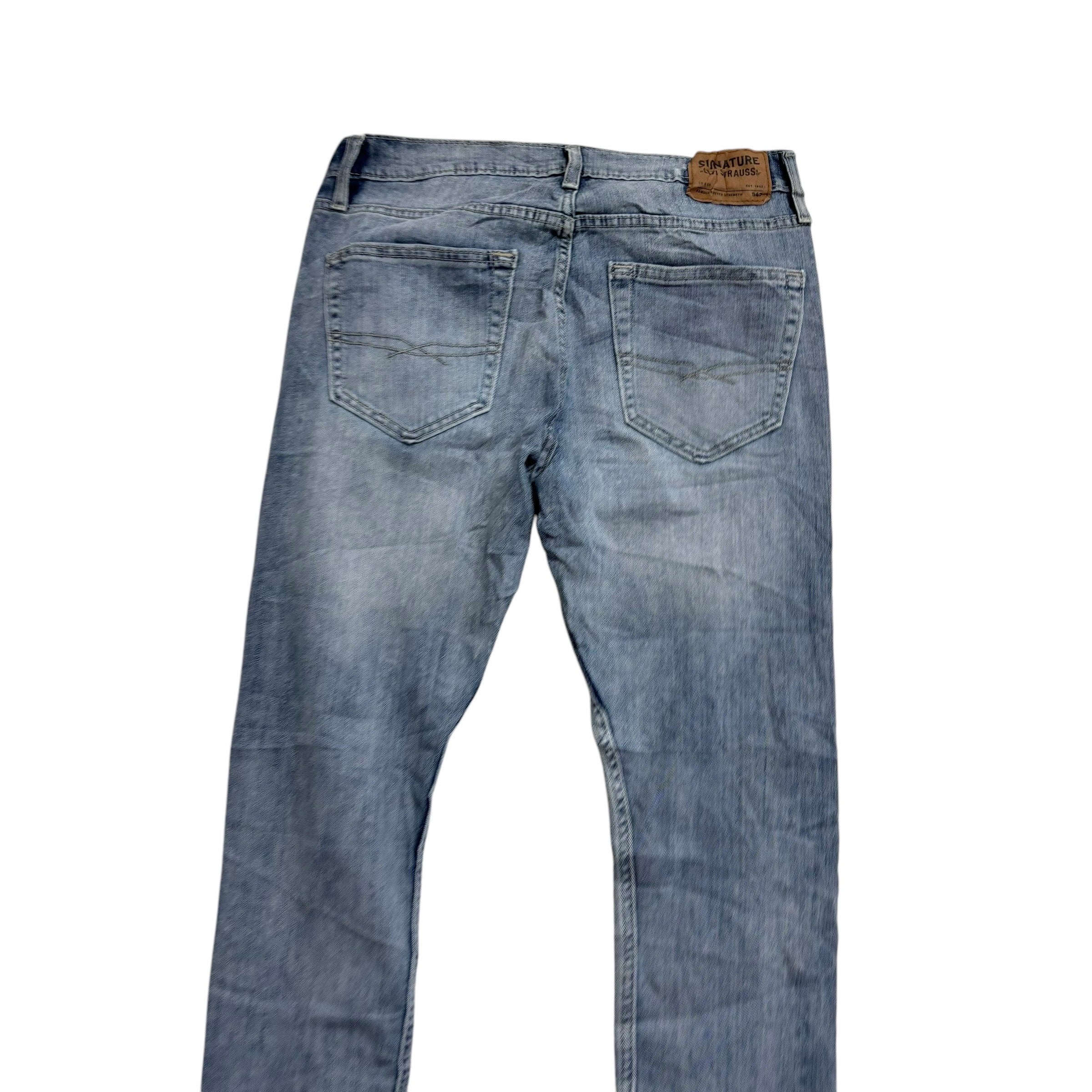 Levis Signature Jeans W30 L31 Mens Light Blue Regular Taper Fit Stretch Denim