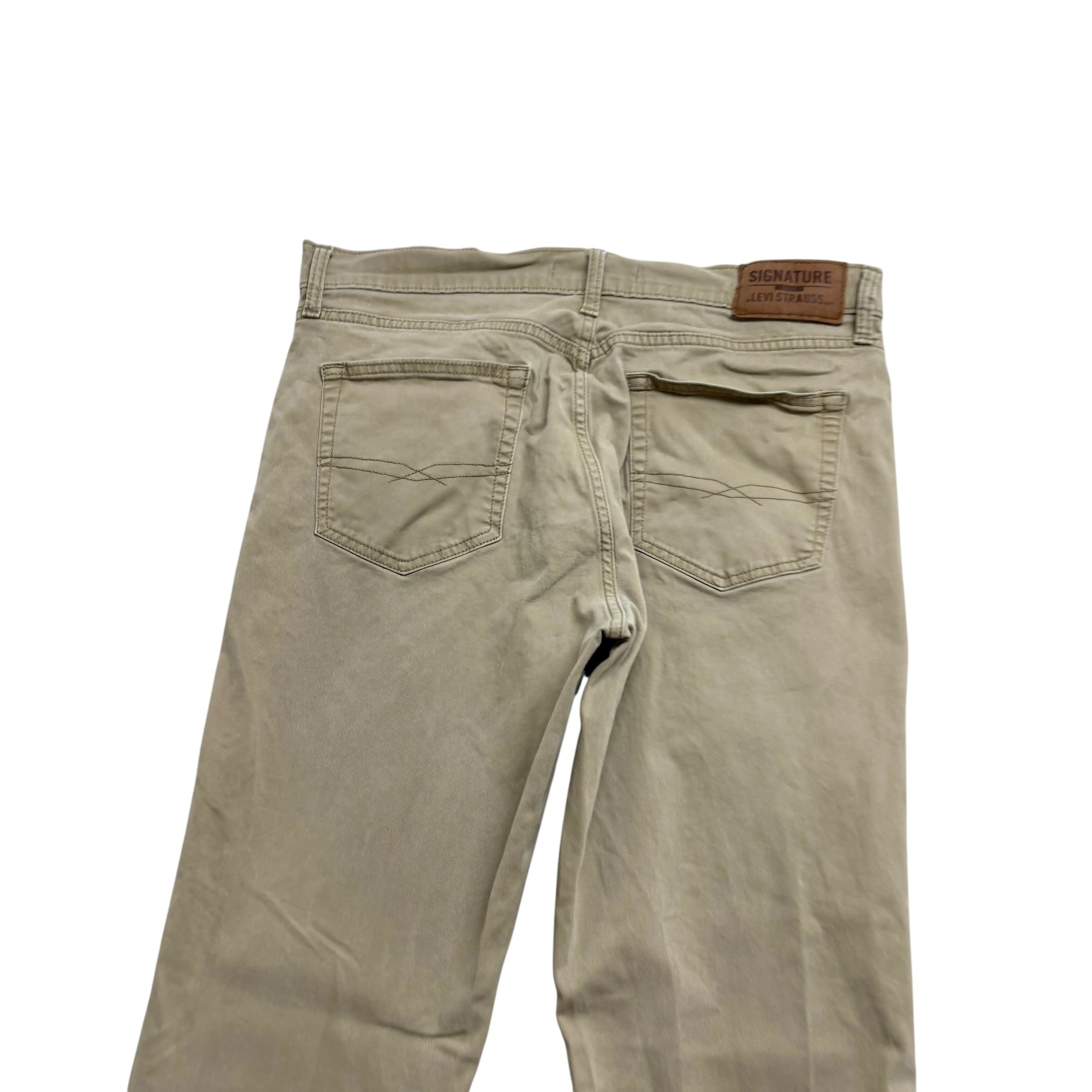 Levis Signature Trousers W34 L31 Mens Beige Tapered Fit Stretch Pants