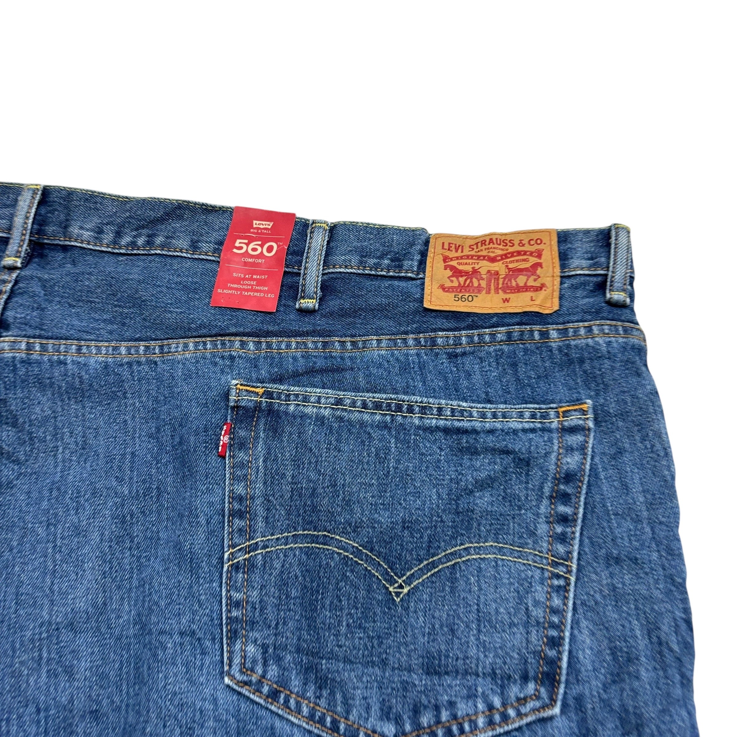 Levis 560 Jeans W58 L32 Mens Mid Blue Baggy Relaxed Comfort Fit Denim (E)