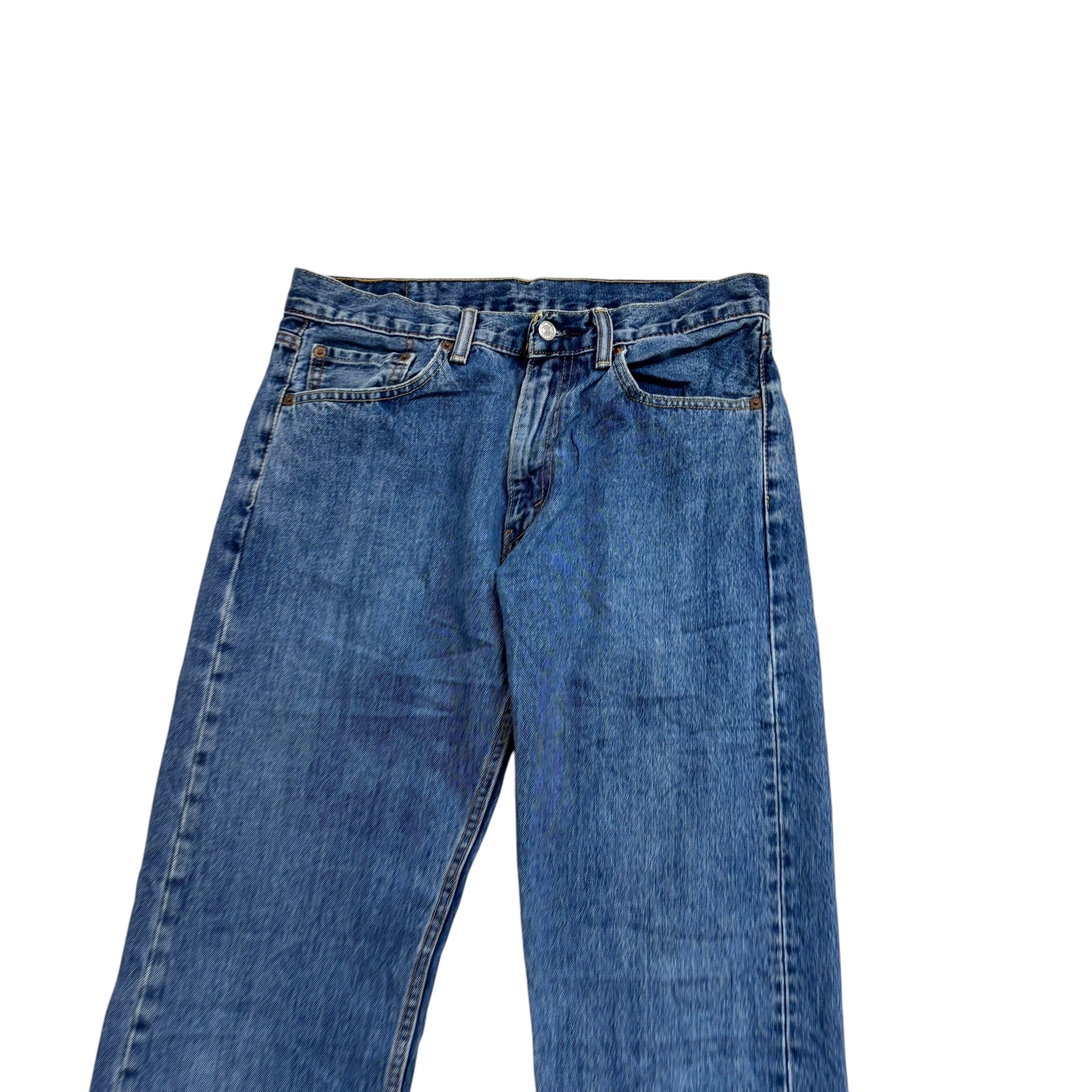 Levis 505 Jeans W32 L34 Mens Mid Blue Regular Straight Fit Denim (E)