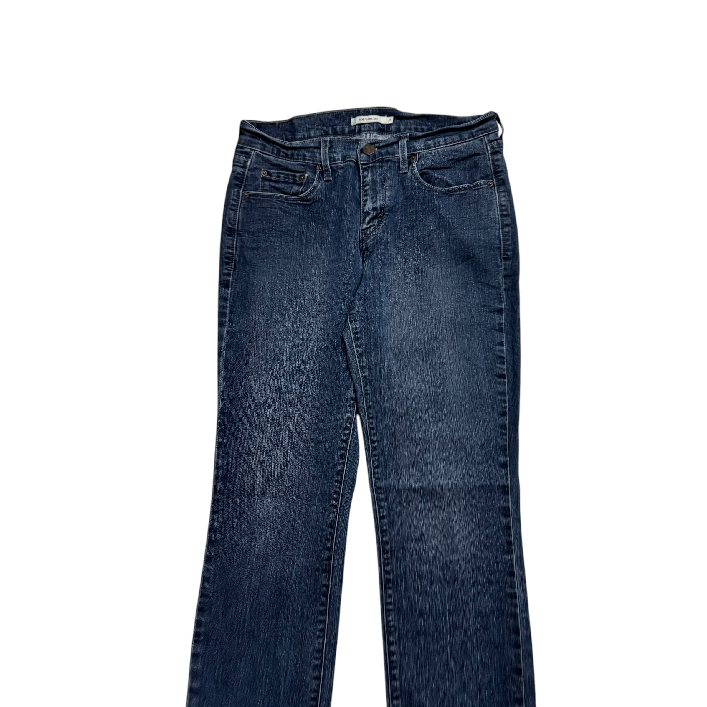 Levis 505 Jeans W27 L30 Womens Navy Blue Regular Straight Fit Stretch Denim (E)