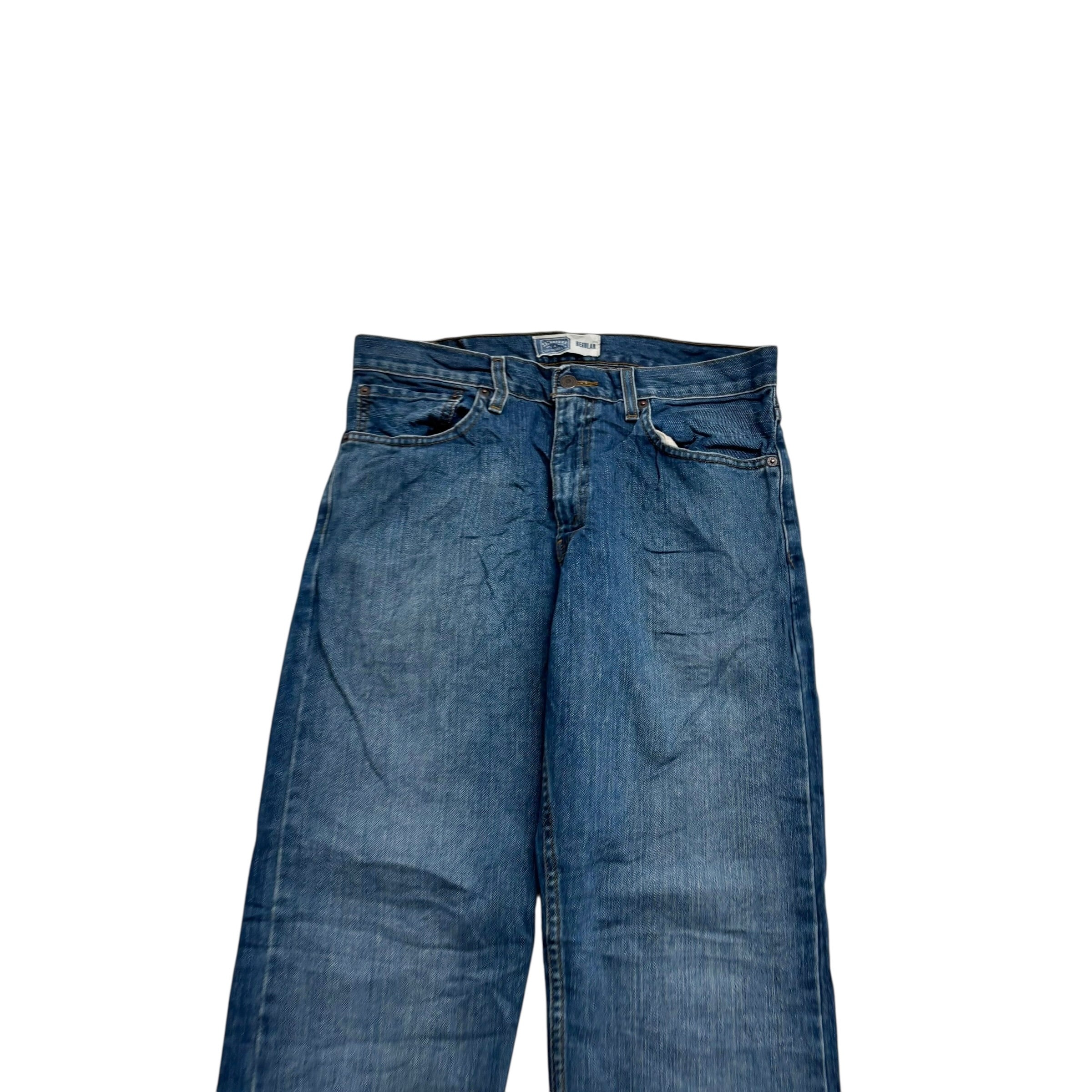 Levis Signature Jeans W32 L36 Mens Mid Blue Regular Straight Vintage Denim (E)