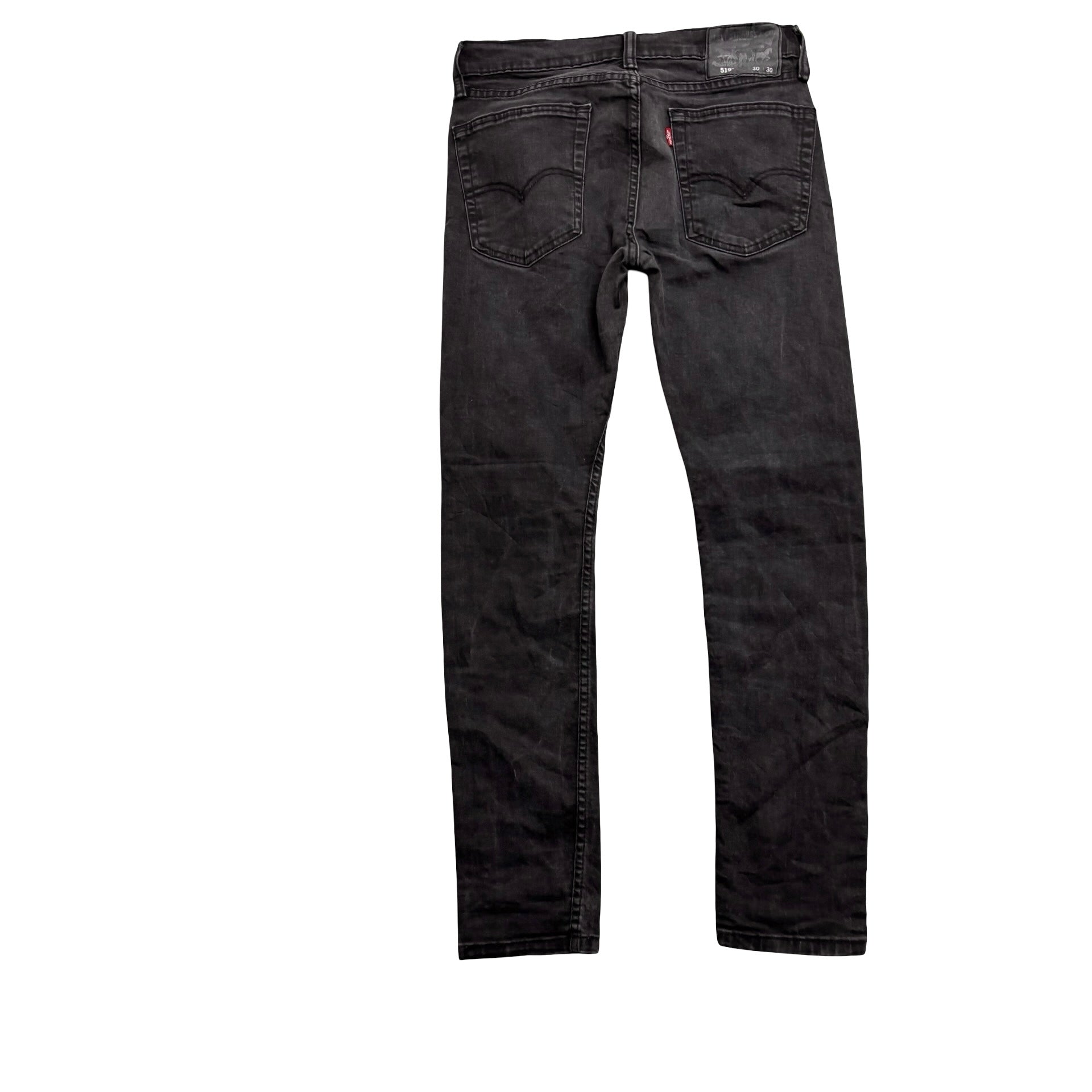 Levis 519 Jeans W28 L28 Mens Black Super Skinny Fit Stretch Denim (E)