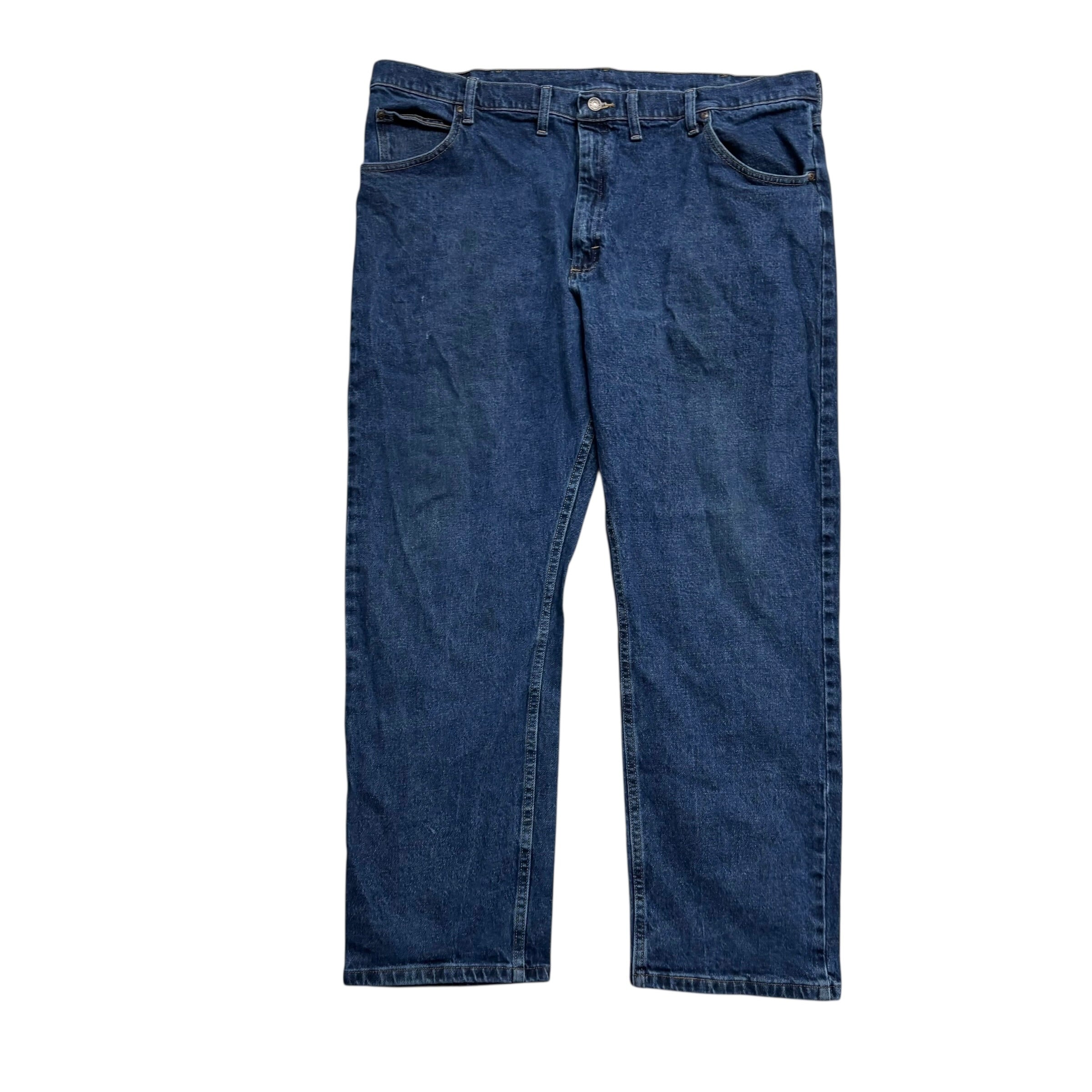 Wrangler Jeans W44 L30 Mens Mid Blue Regular Straight Fit Stretch Denim