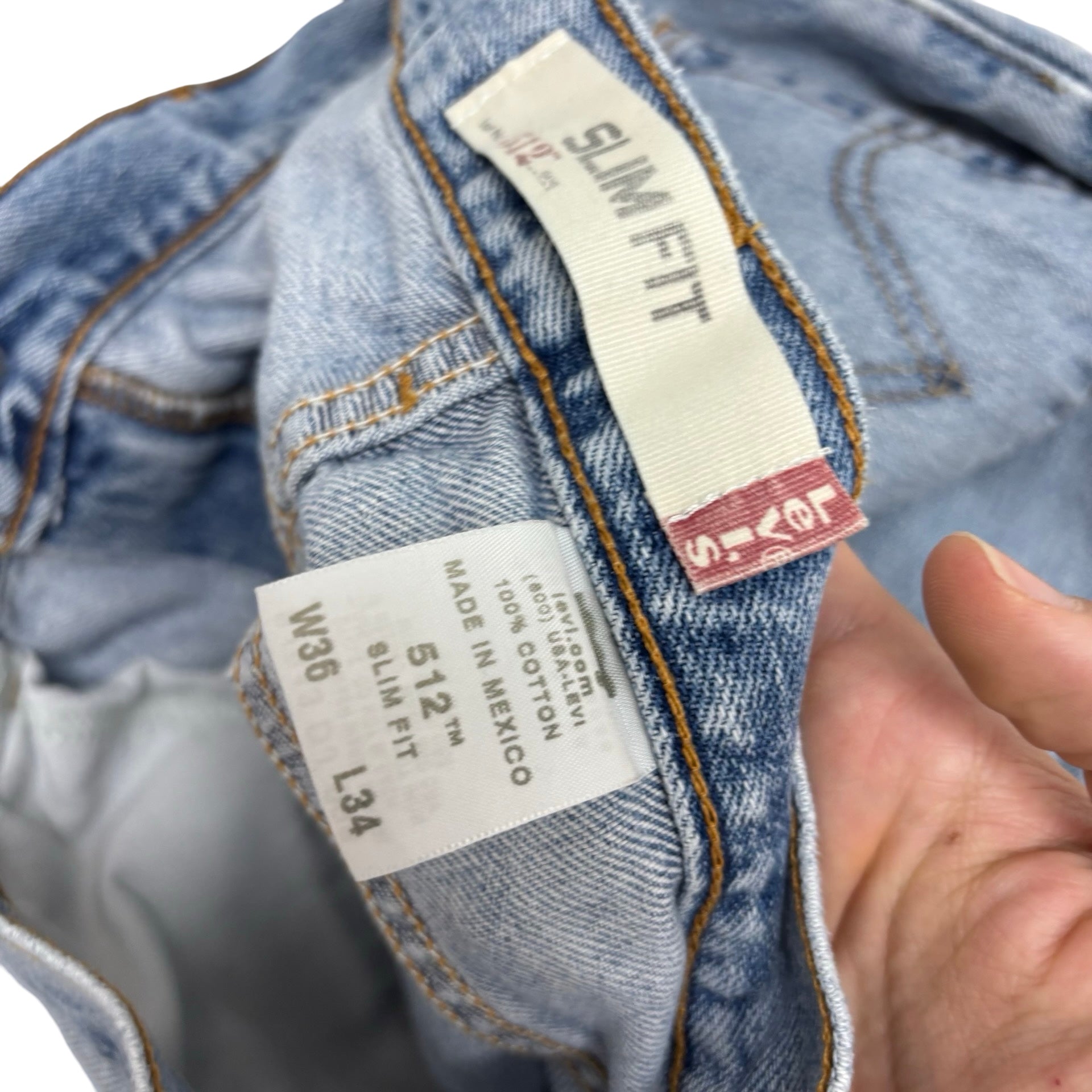 Levis 512 Jeans W34 L34 Mens Light Blue Slim Tapered Fit Vintage Denim (F)