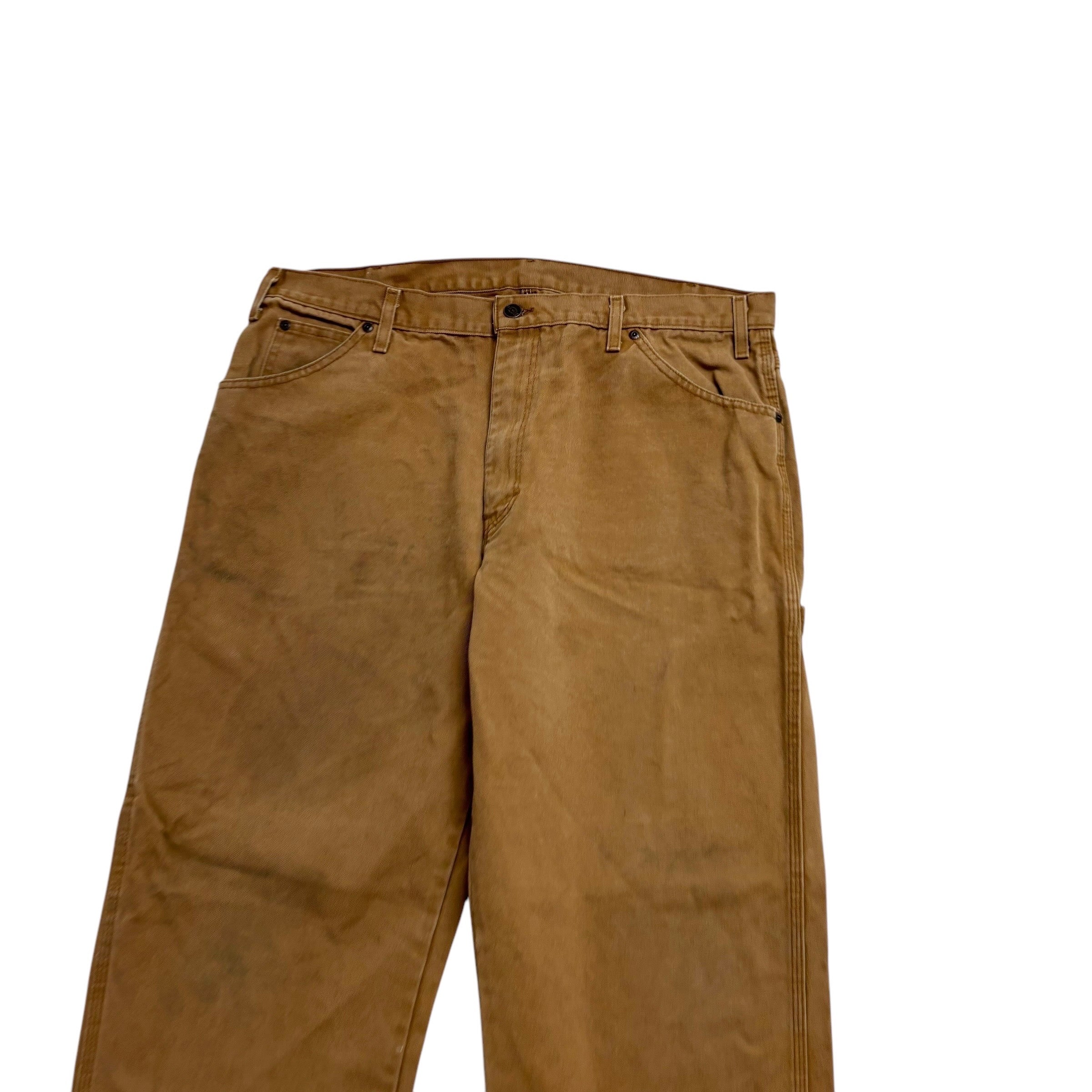 Dickies Carpenter Pants W38 L30 Mens Tan Relaxed Straight Fit Vintage Trousers