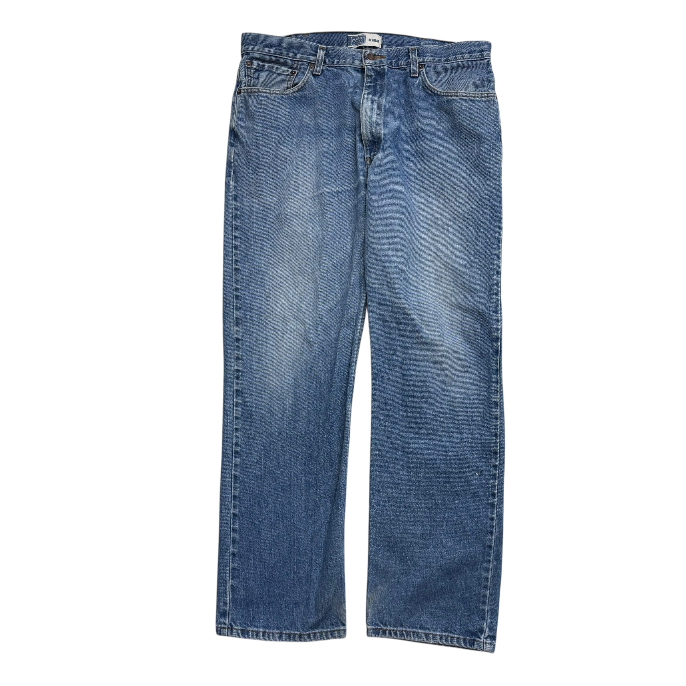 Levis Signature Jeans W36 L32 Mens Mid Blue Regular Straight Fit Denim