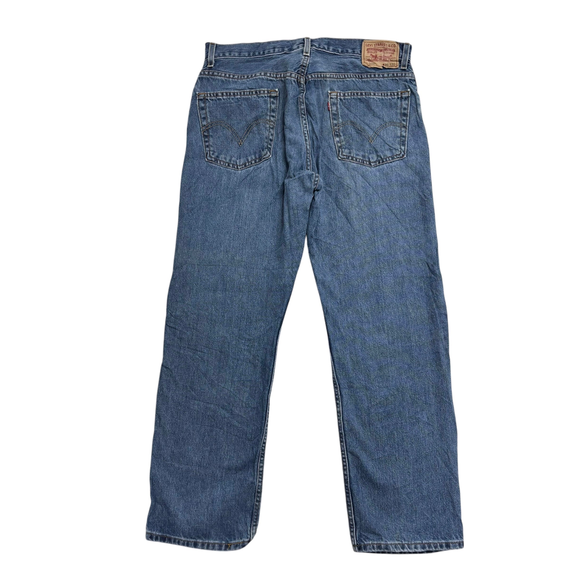 Levis 505 Jeans W36 L30 Mens Mid Blue Regular Straight Fit Vintage Denim