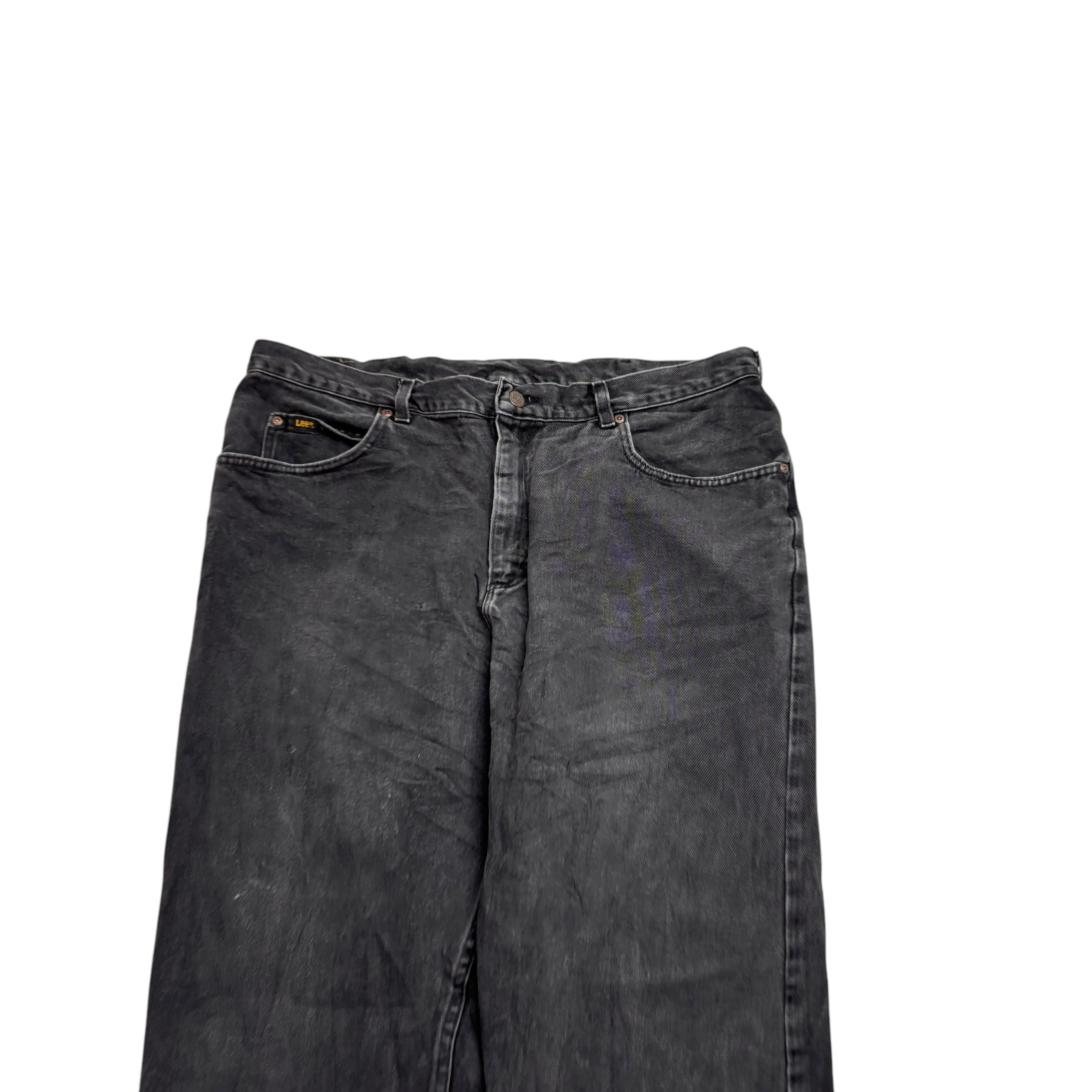 Lee Jeans W38 L30 Mens Black Regular Straight Fit Vintage Denim