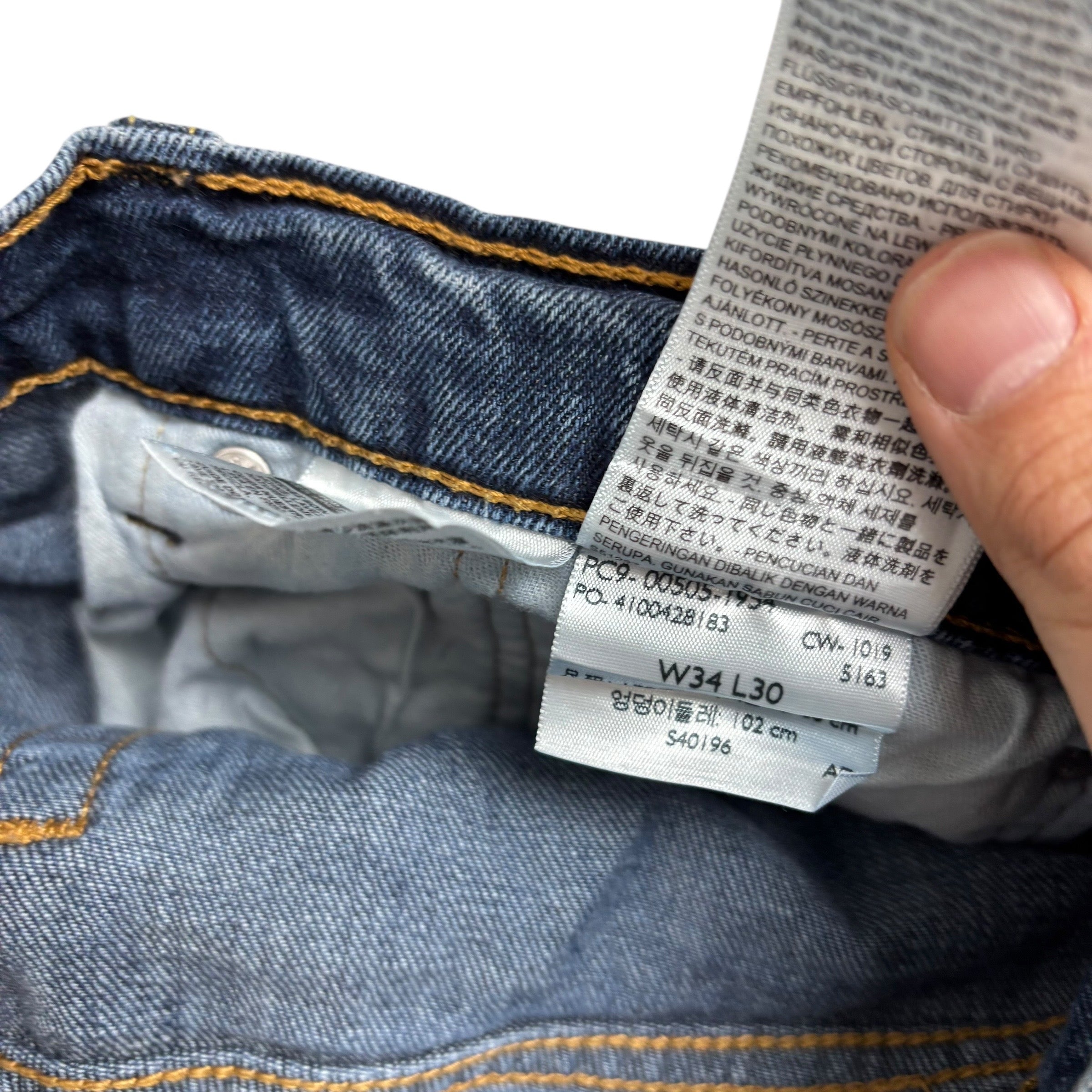 Levis 505 Jeans W34 L30 Mens Mid Blue Regular Straight Fit Stretch Denim (E)