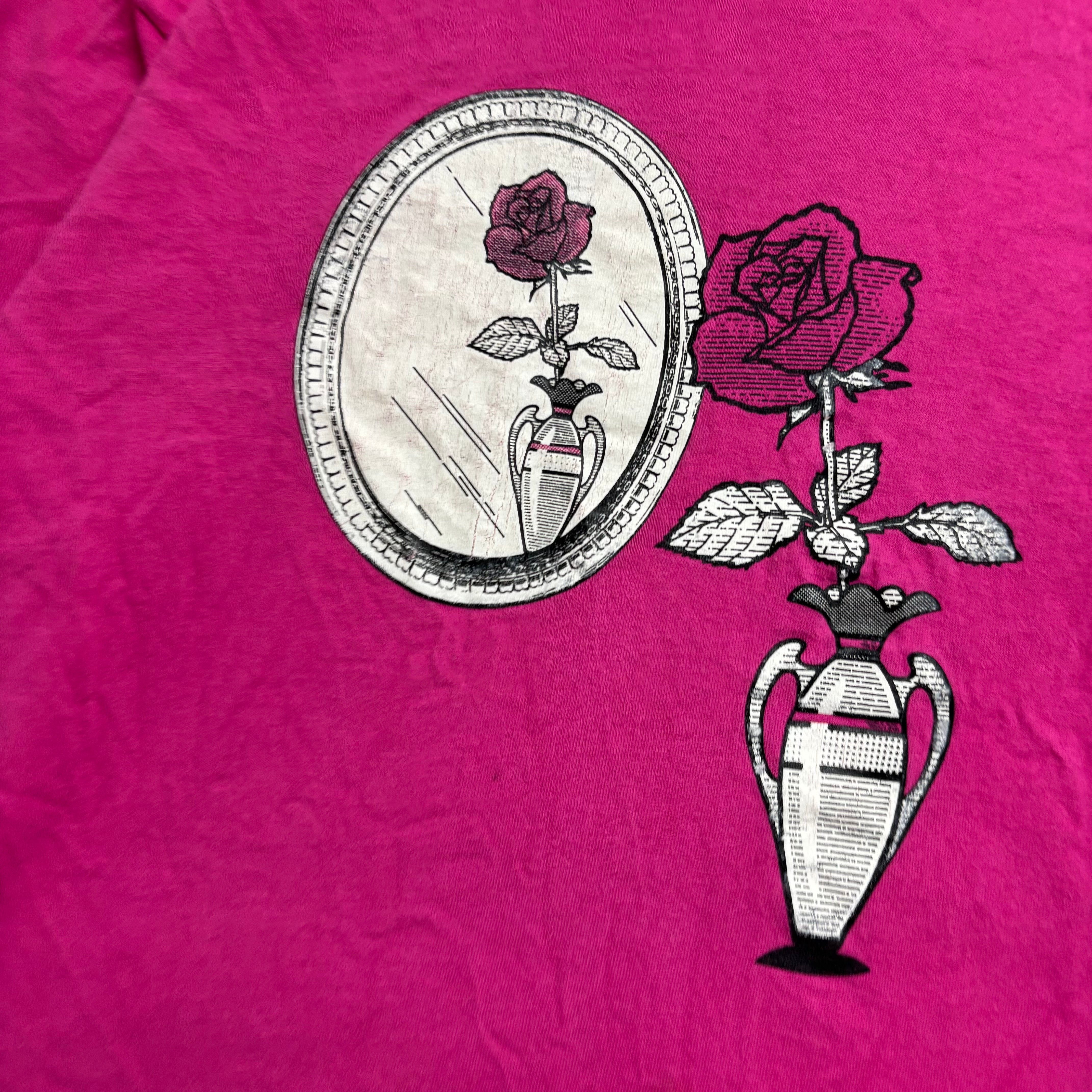 Vintage T Shirt Mens Medium Pink Single Stitch Graphic Print 90s Flowers FOTL