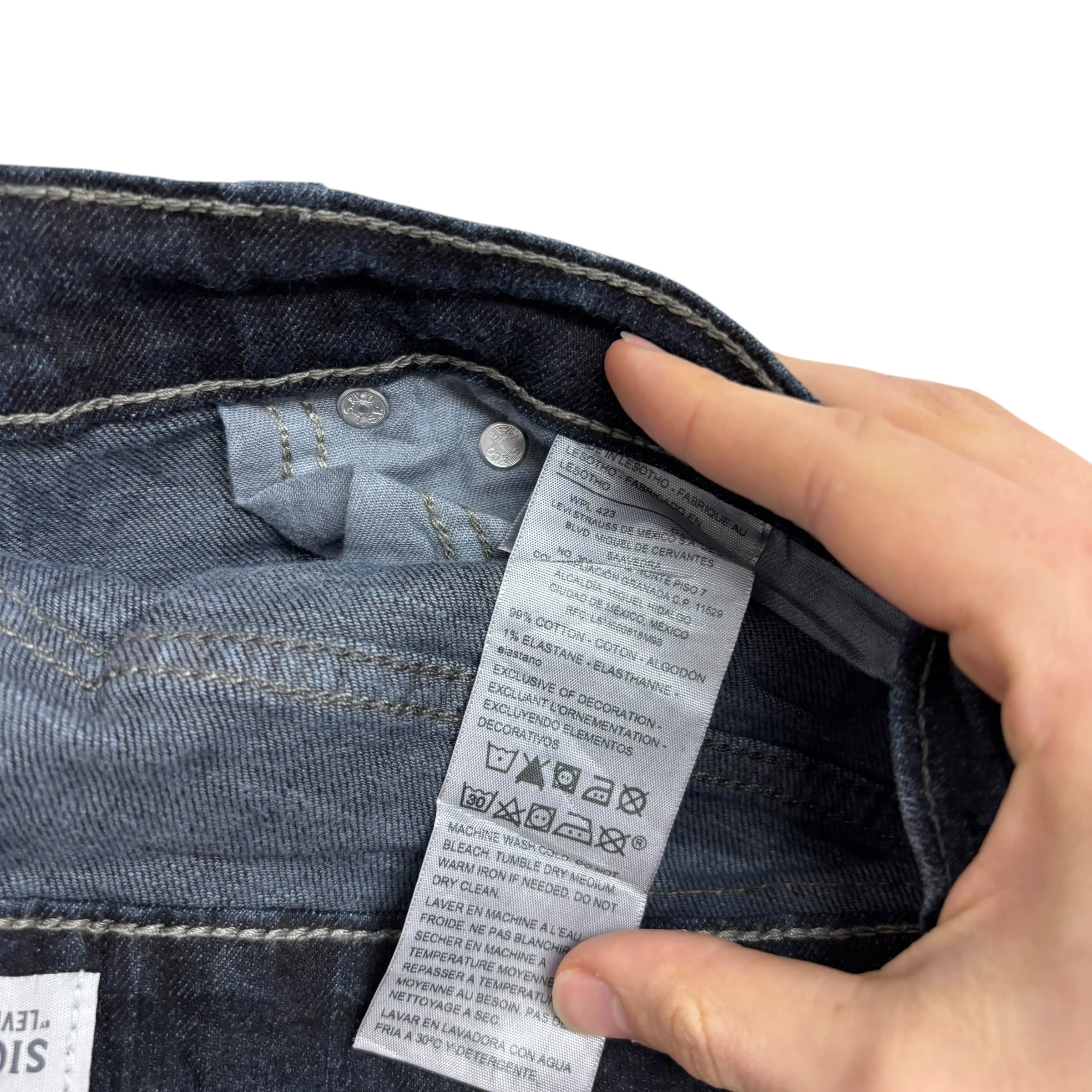 Levis Signature Jeans W34 L32 Mens Dark Blue Slim Fit Stretch Denim (E)