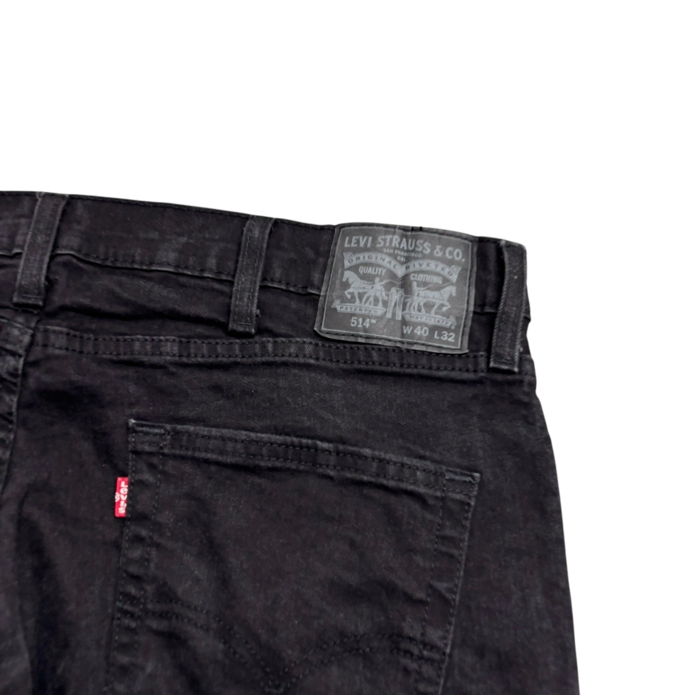 Levis 514 Jeans W40 L32 Mens Black Regular Straight Fit Stretch Denim (E)