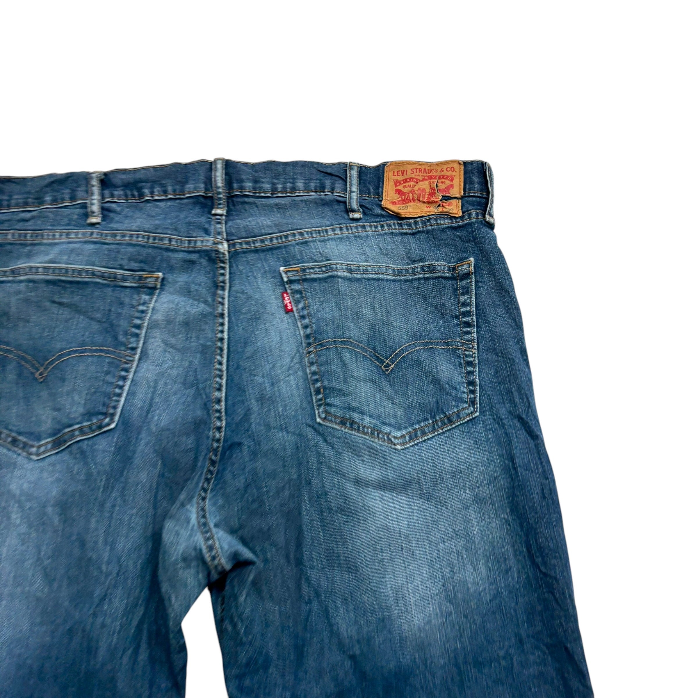 Levis 559 Jeans W42 L30 Mens Dark Blue Relaxed Straight Fit Stretch Denim (E)