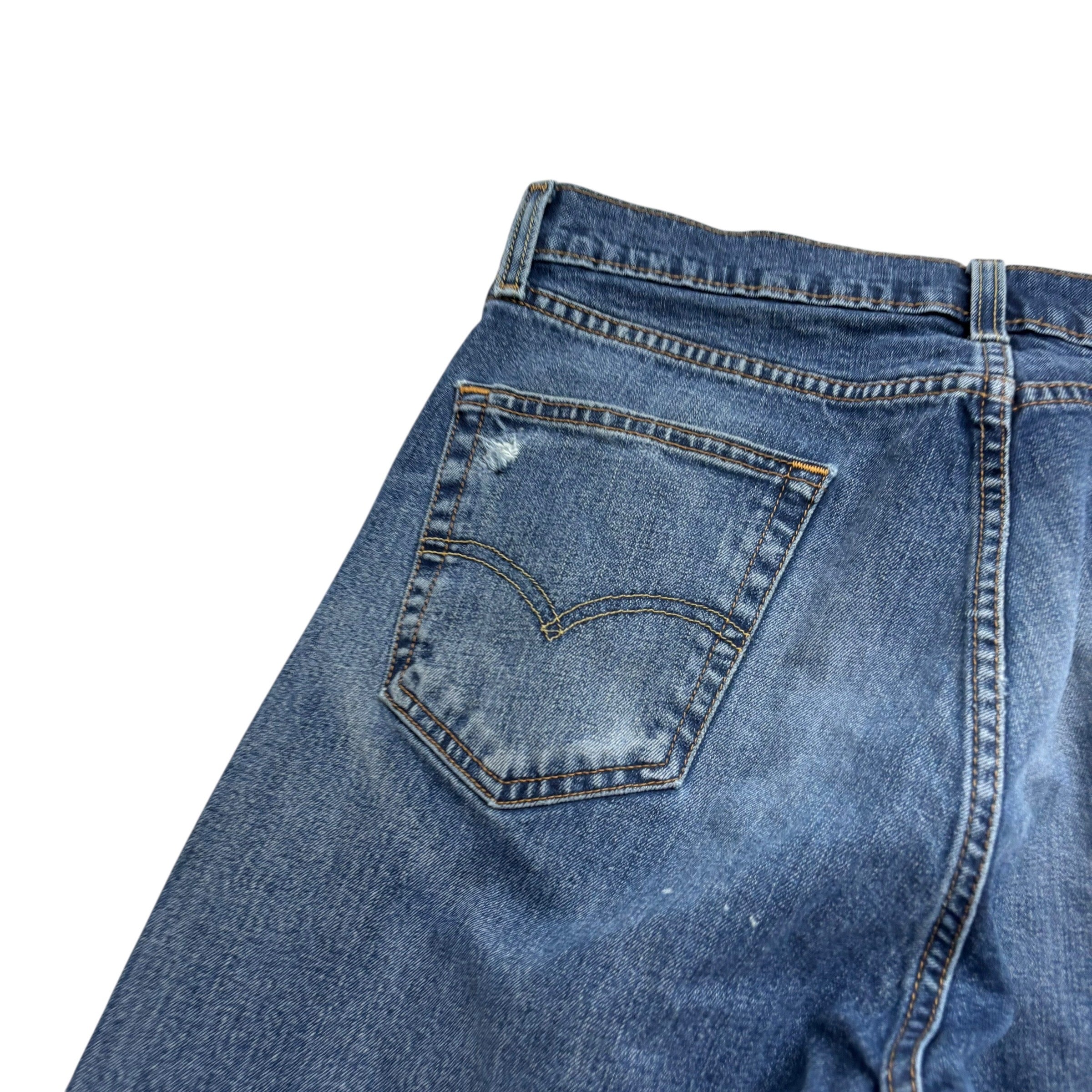 Levis 505 Jeans W34 L36 Mens Mid Blue Regular Straight Fit Stretch Denim (F)