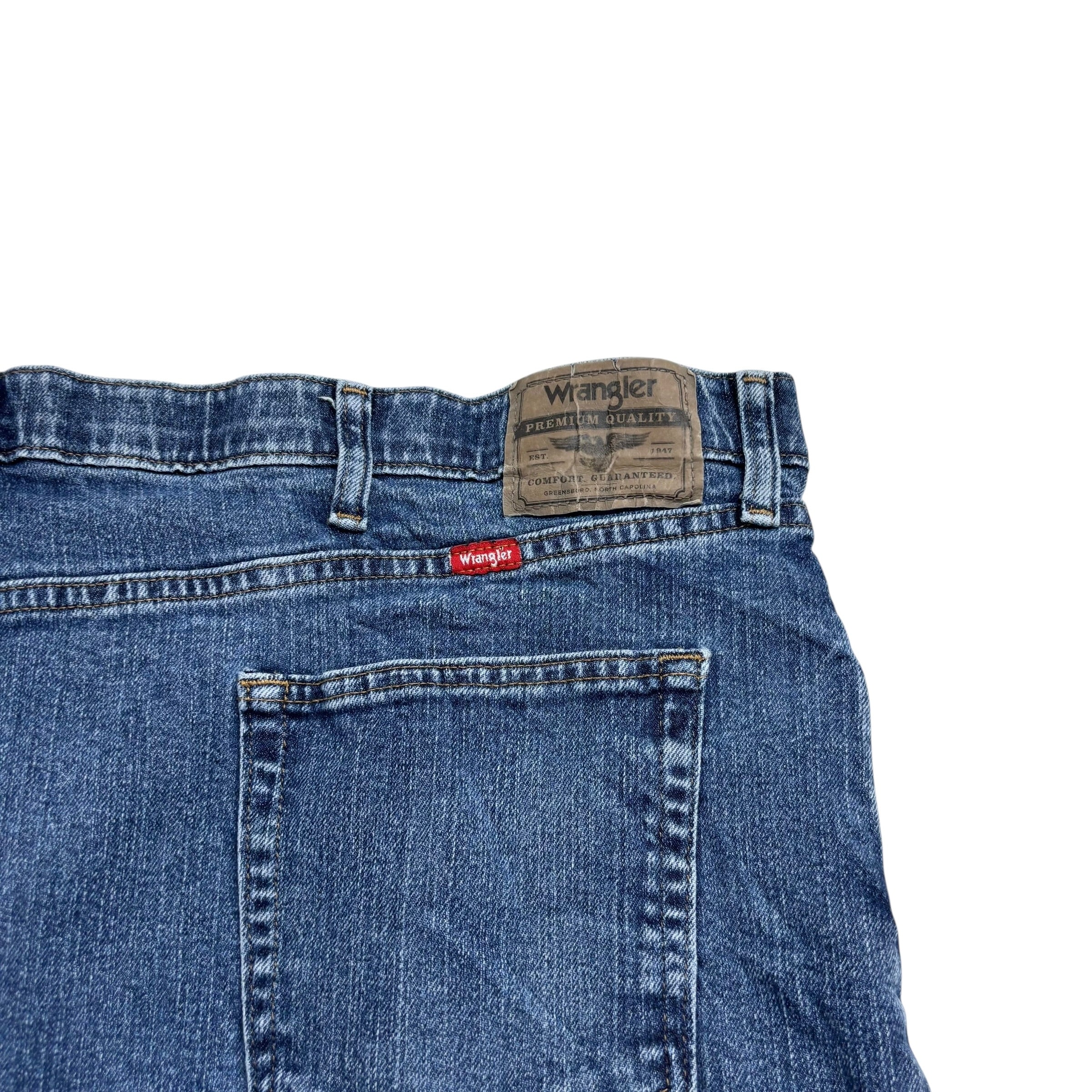 Wrangler Jeans W48 L30 Mens Mid Blue Regular Straight Fit Stretch Denim (E)