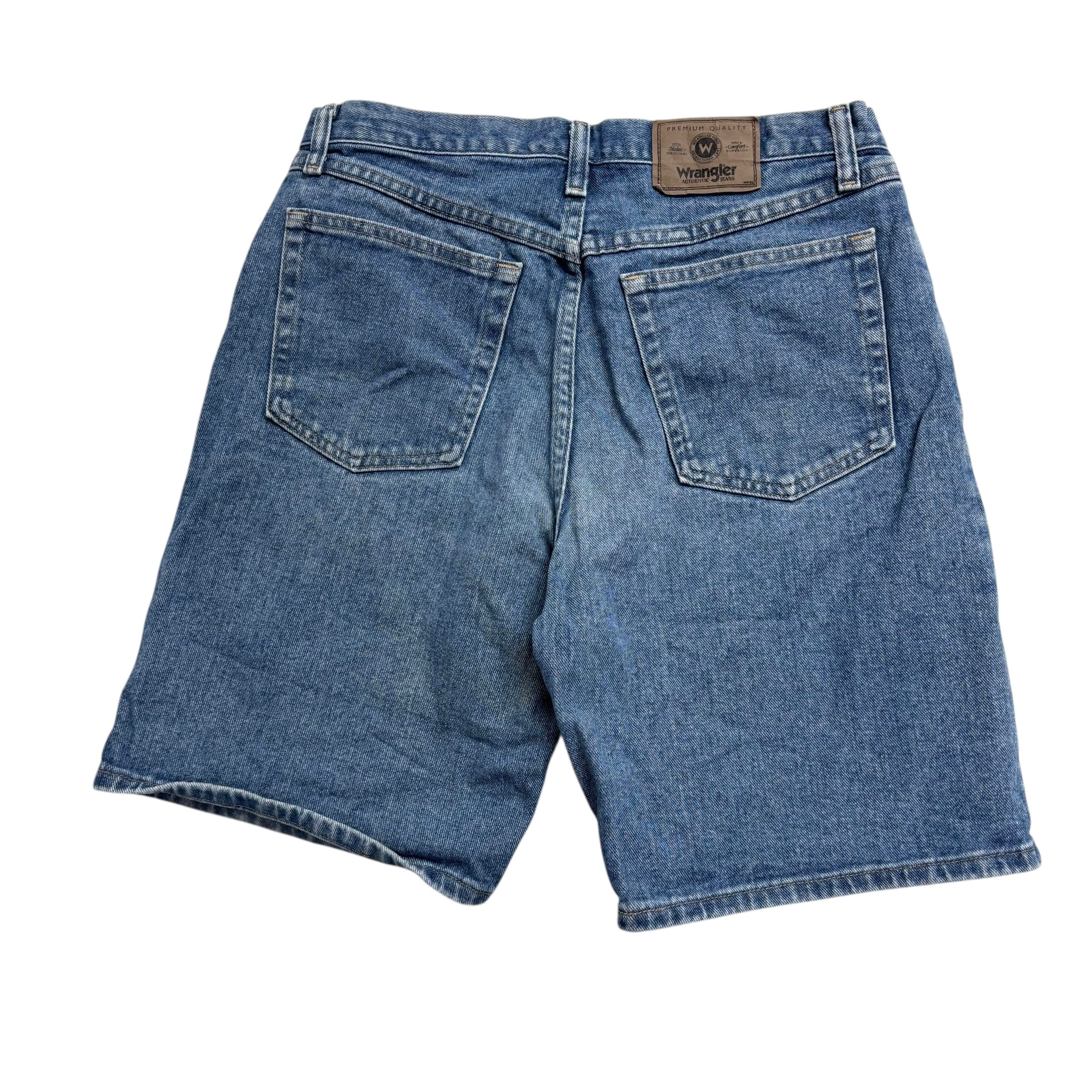 Vintage Wrangler Baggy Jorts W32 Mens Denim Shorts Mid Blue Relaxed Fit