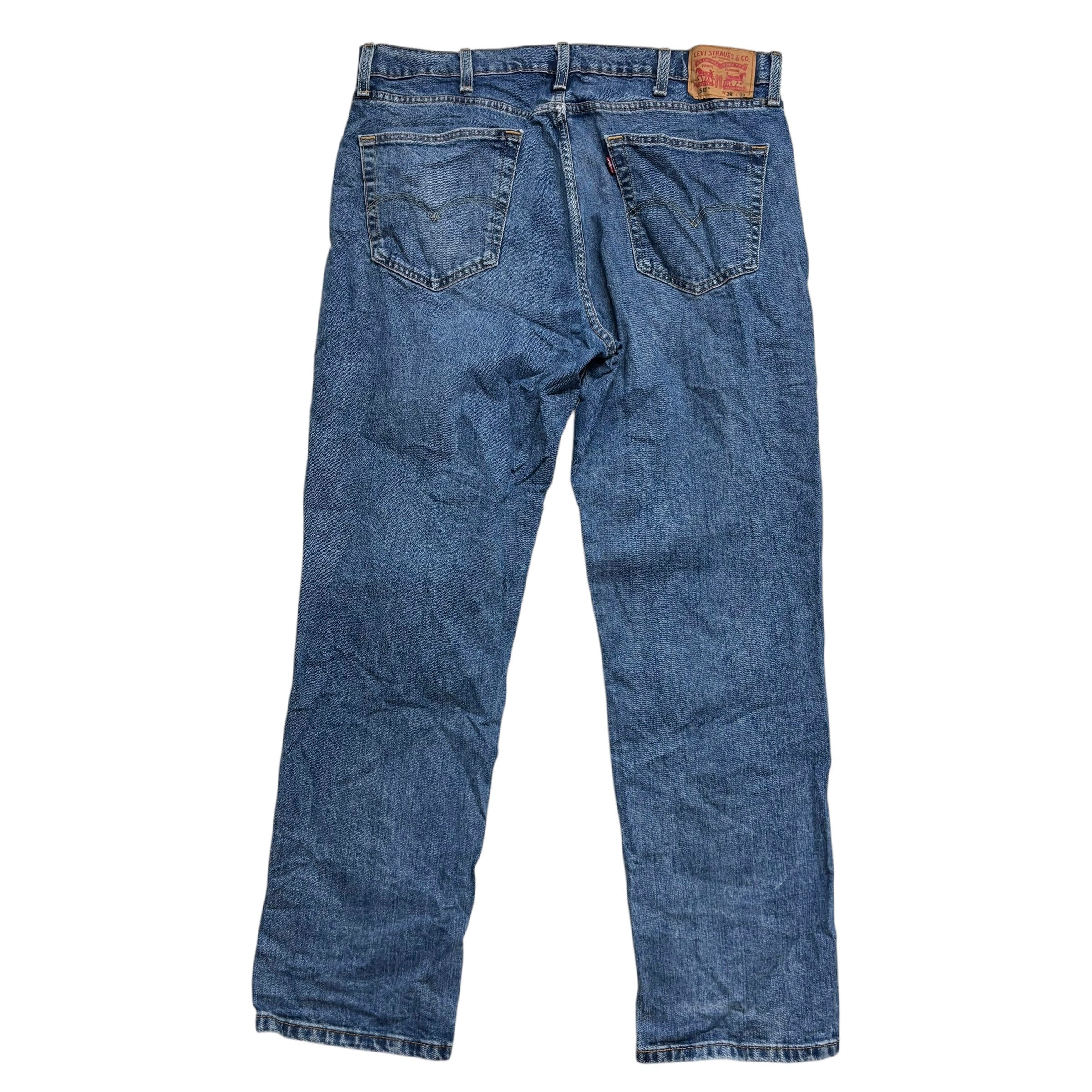 Levis 541 Jeans W38 L32 Mens Mid Blue Athletic Tapered Fit Stretch Denim