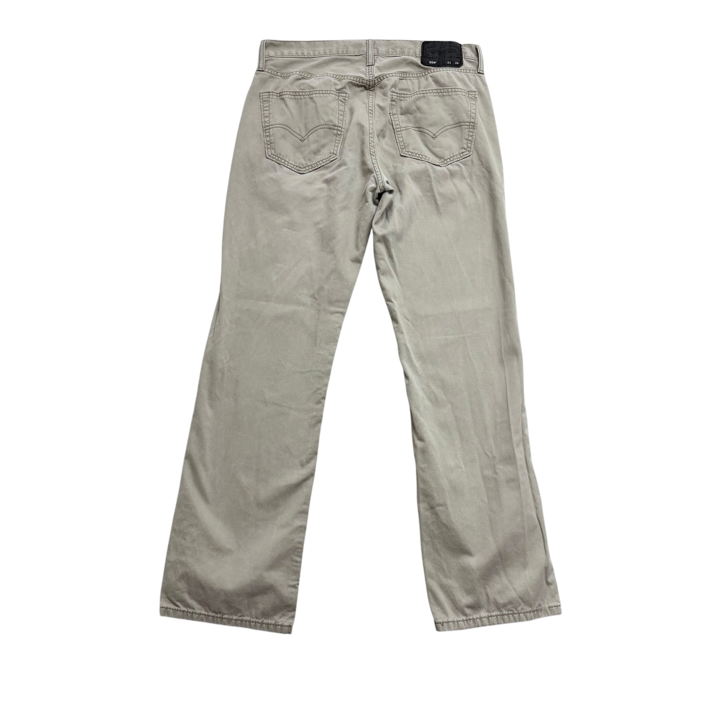 Levis 559 Jeans W34 L32 Mens Cream Relaxed Straight Fit Pants