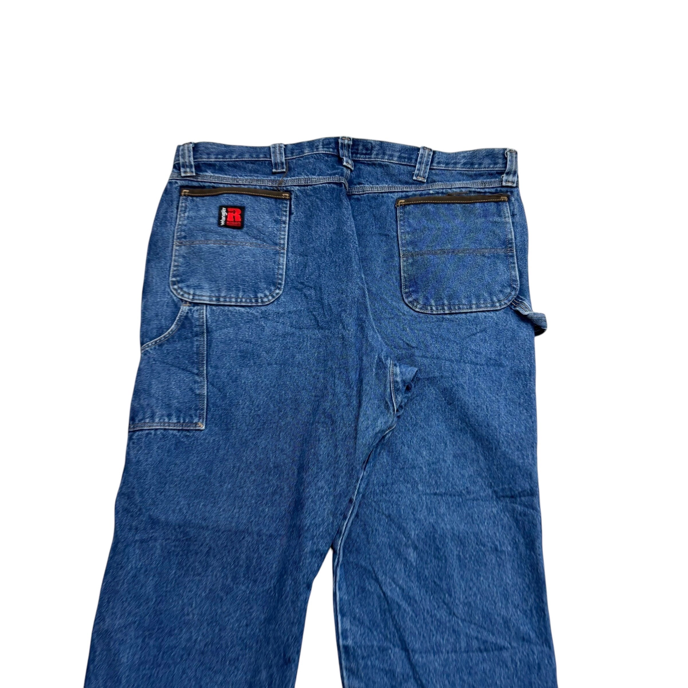 Wrangler Carpenter Jeans W42 L30 Mens Mid Blue Baggy Relaxed Straight Fit Denim