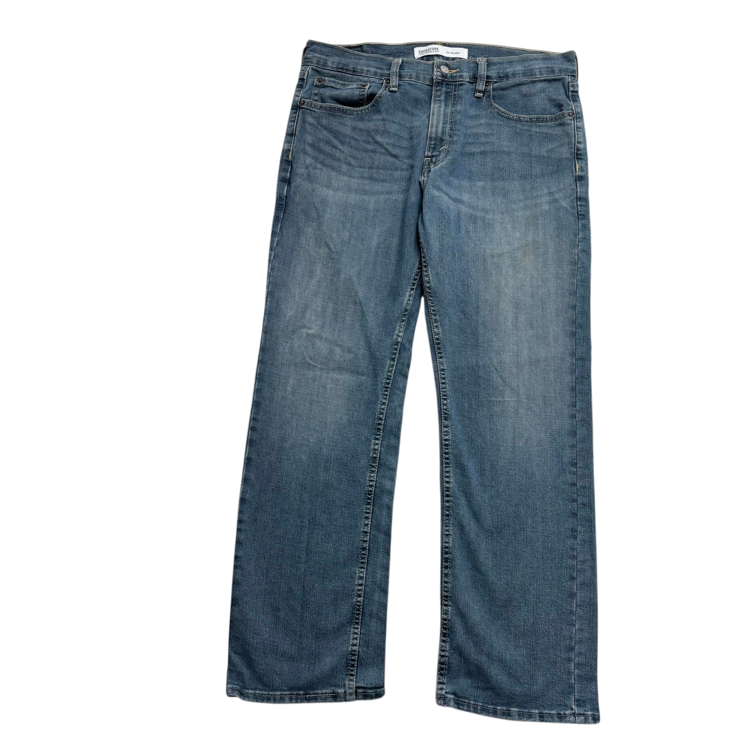 Levis Signature Jeans W33 L30 Mens Dark Blue Relaxed Straight Fit Stretch Denim